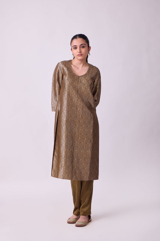 Kurta - Brown Silk Brocade