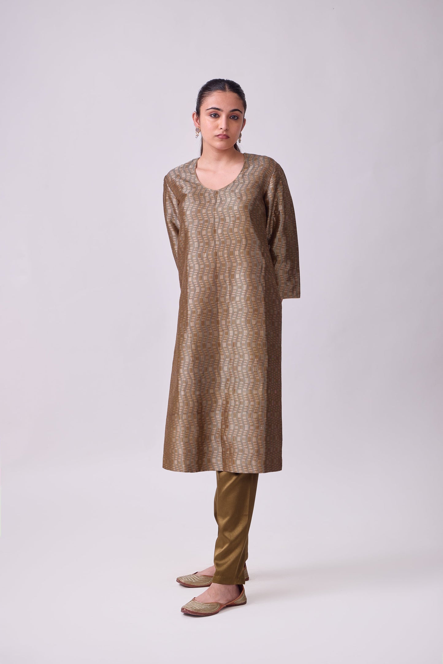 Kurta - Brown Silk Brocade