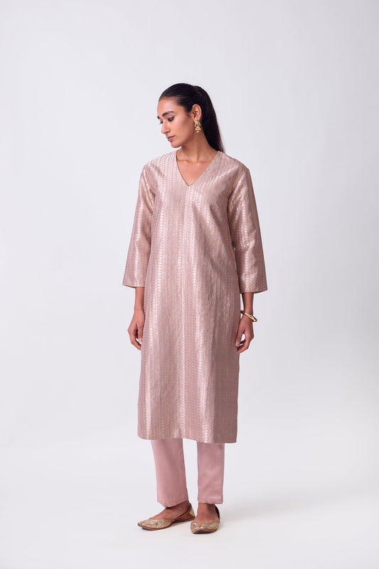 Kurta - Mauve Silk Brocade
