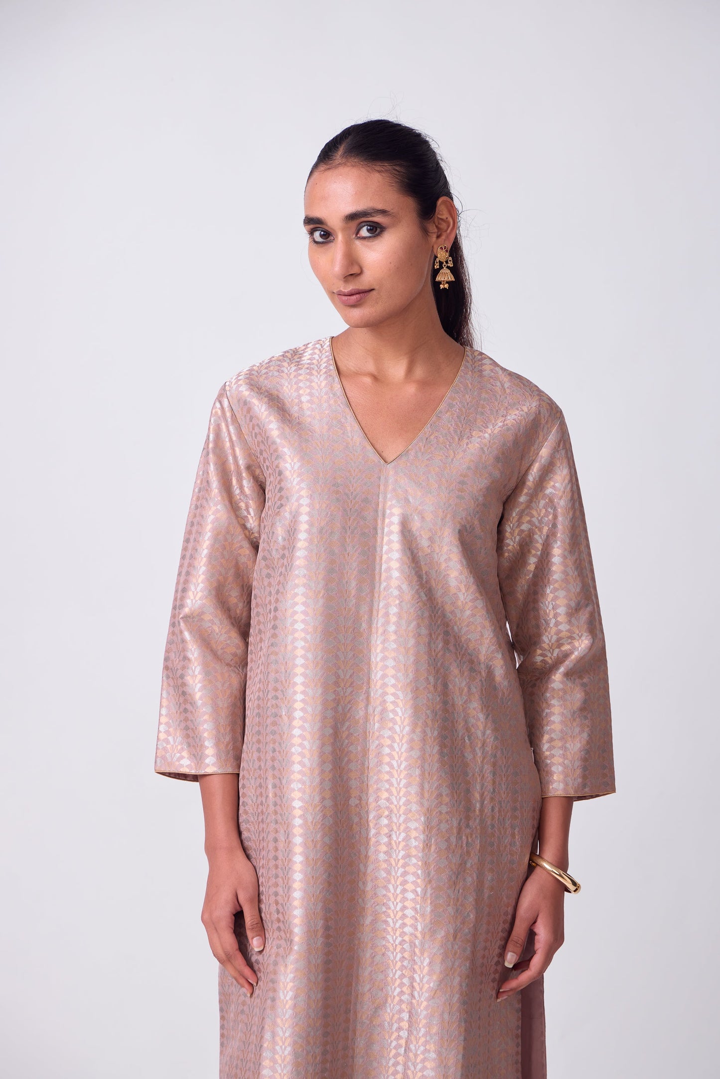 Kurta - Mauve Silk Brocade
