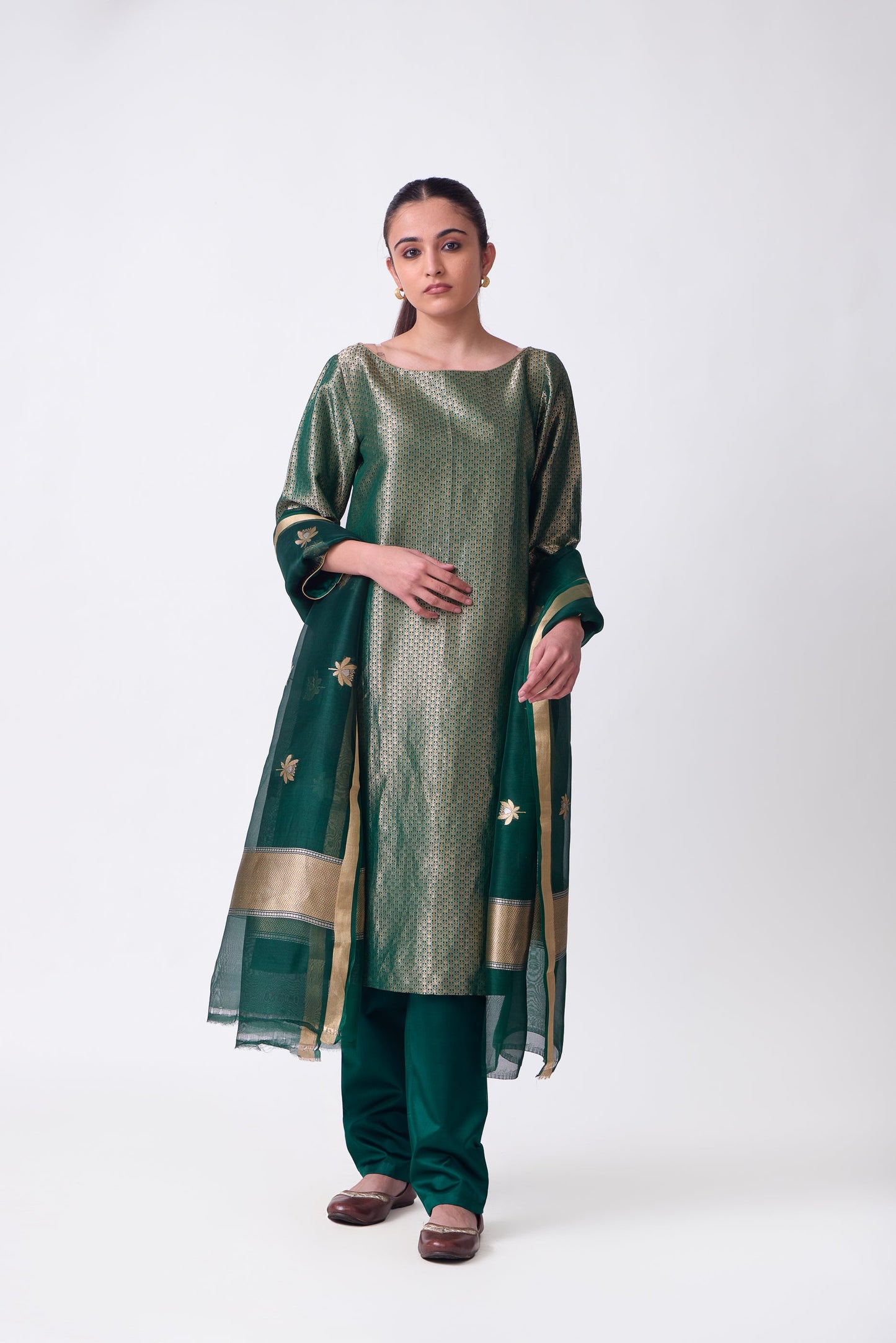 Kurta - Green Silk Brocade