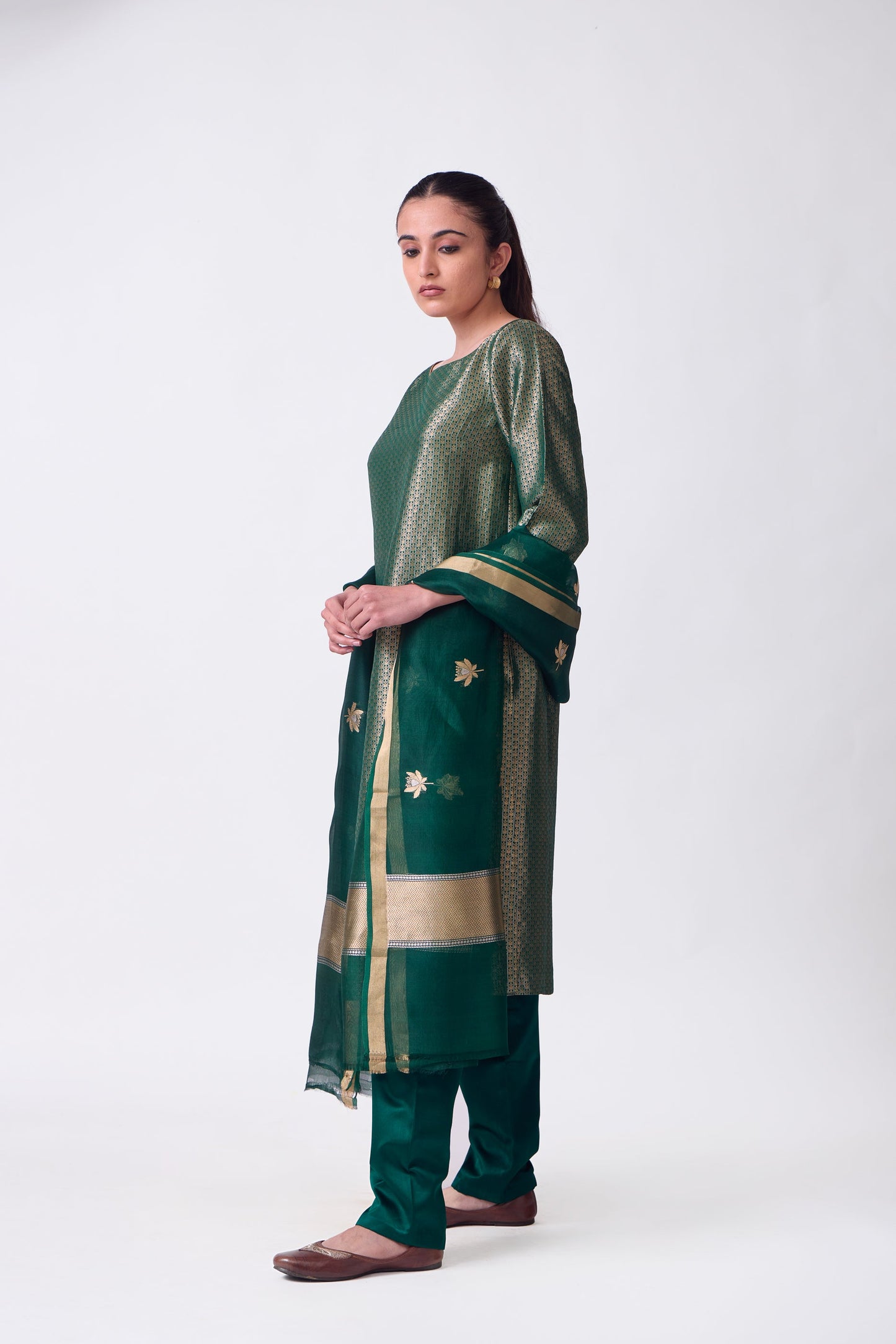 Kurta - Green Silk Brocade