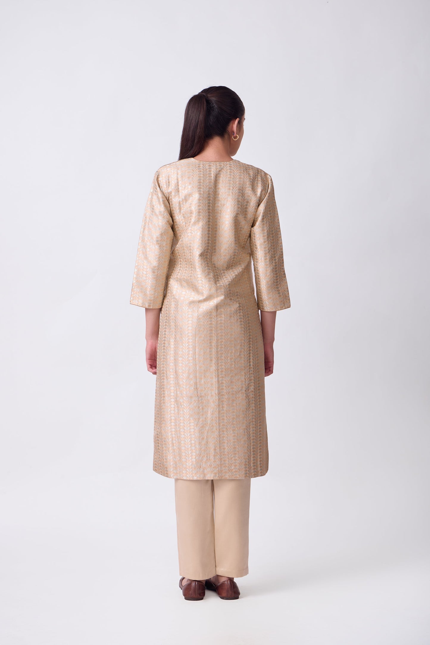 Kurta - Beige Silk Brocade