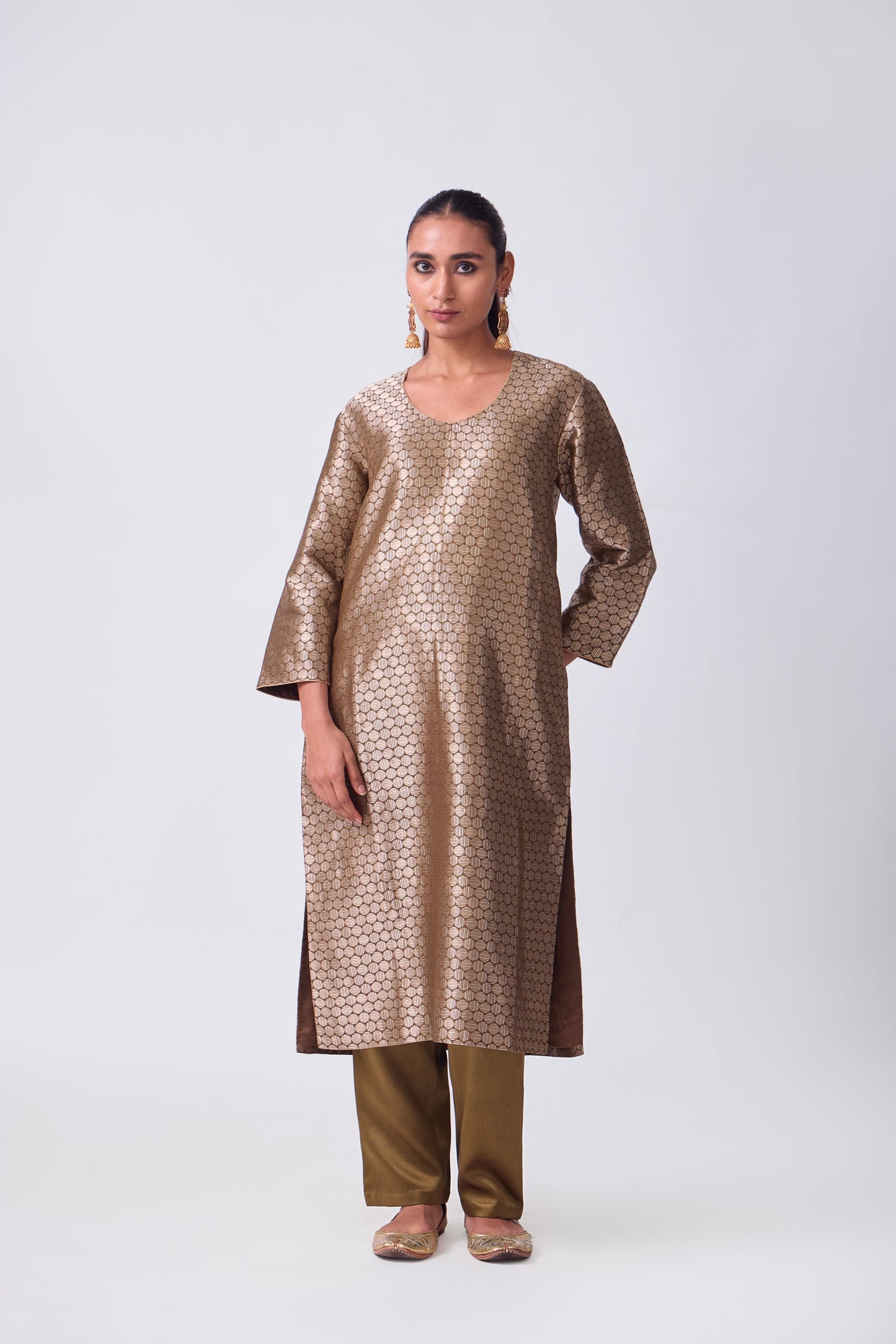 Kurta - Brown Silk Brocade
