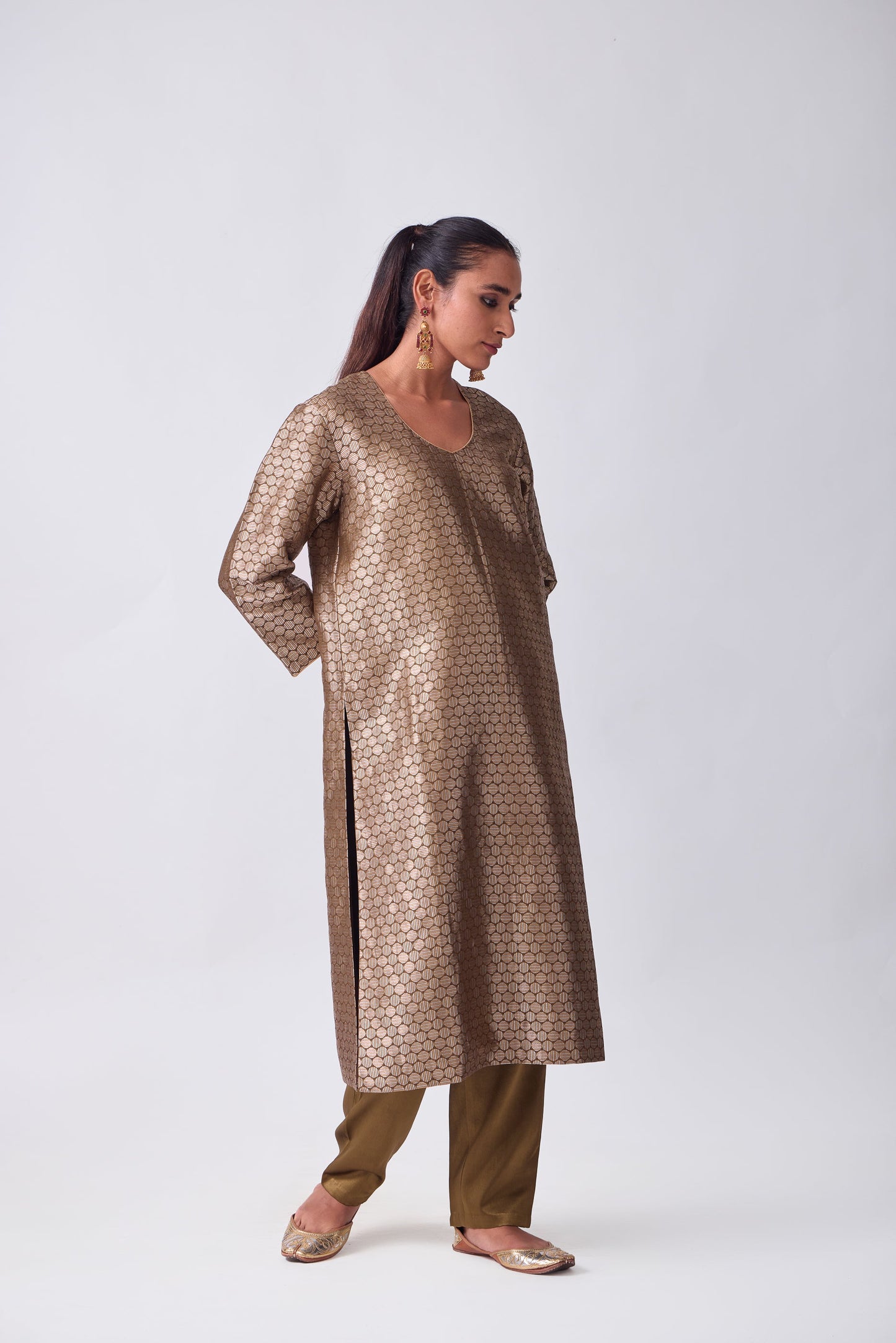 Kurta - Brown Silk Brocade