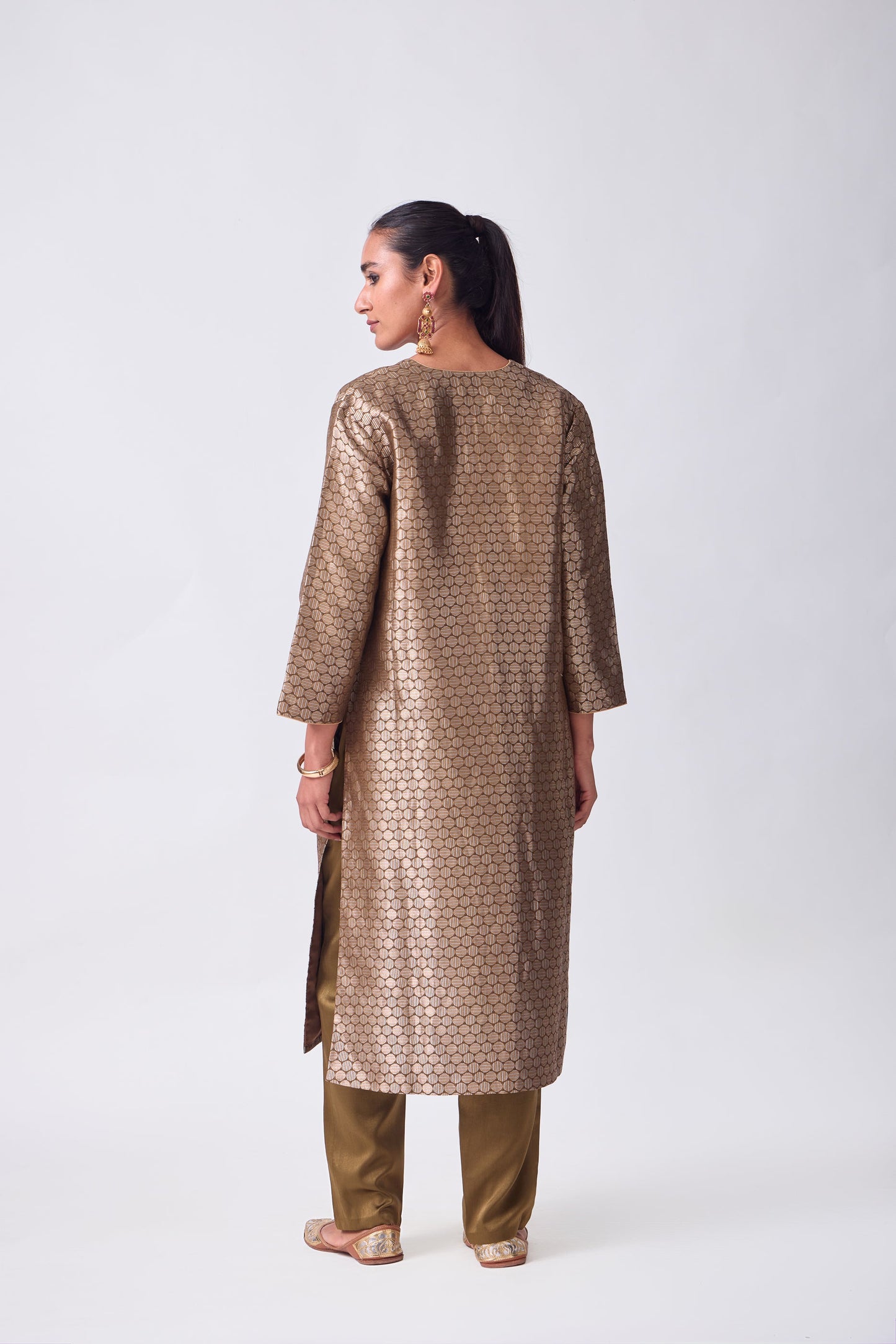 Kurta - Brown Silk Brocade