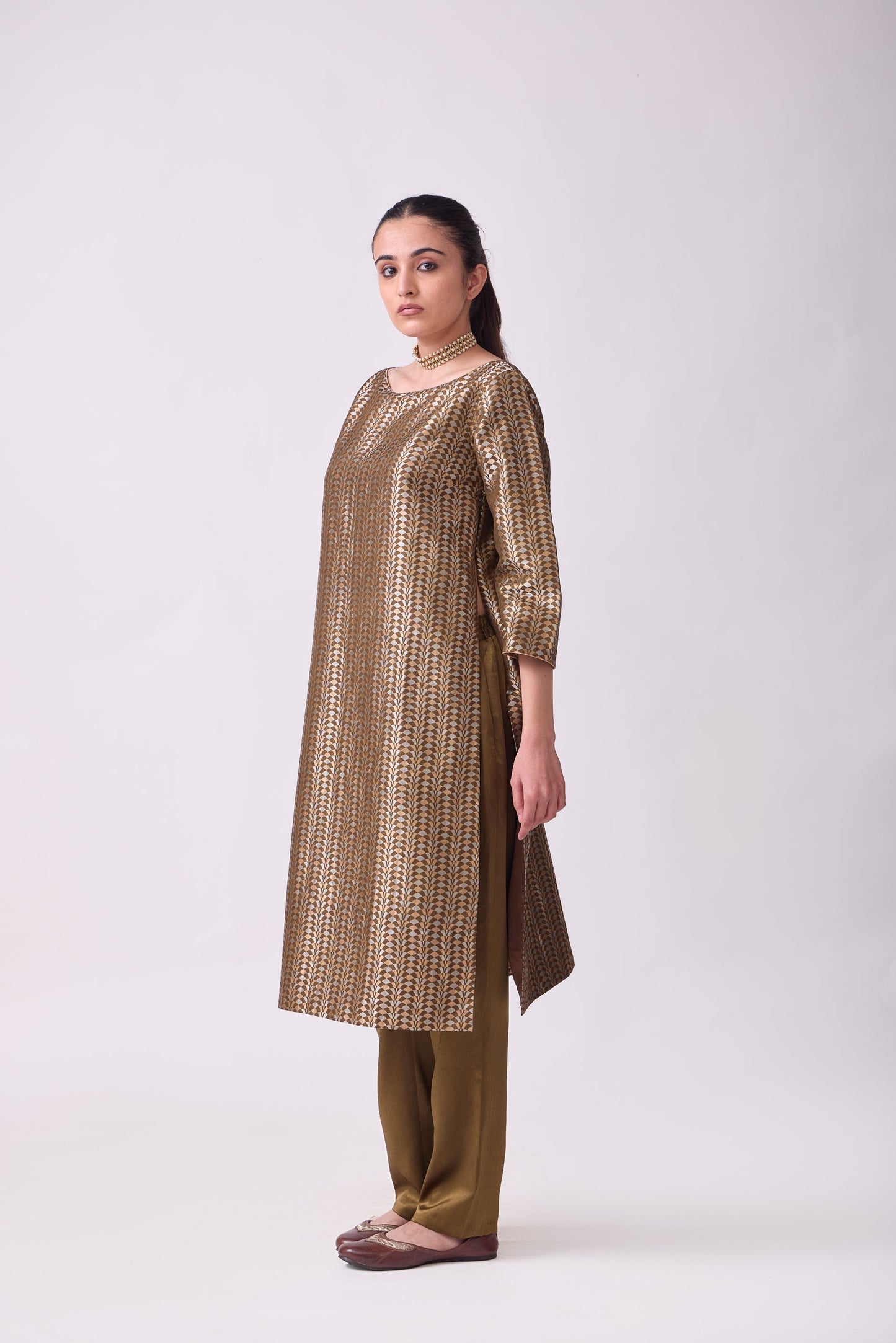 Kurta - Brown Silk Brocade
