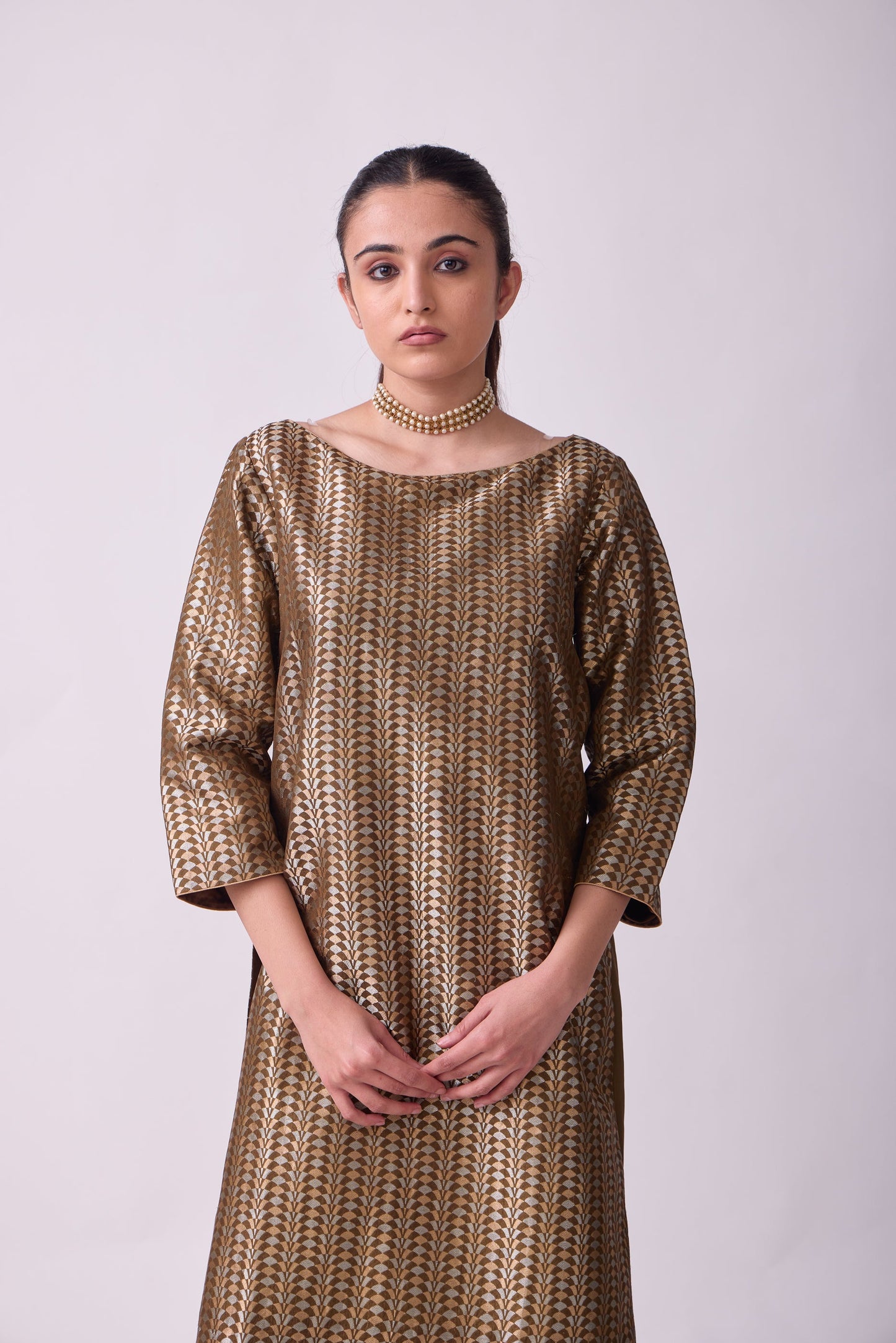 Kurta - Brown Silk Brocade