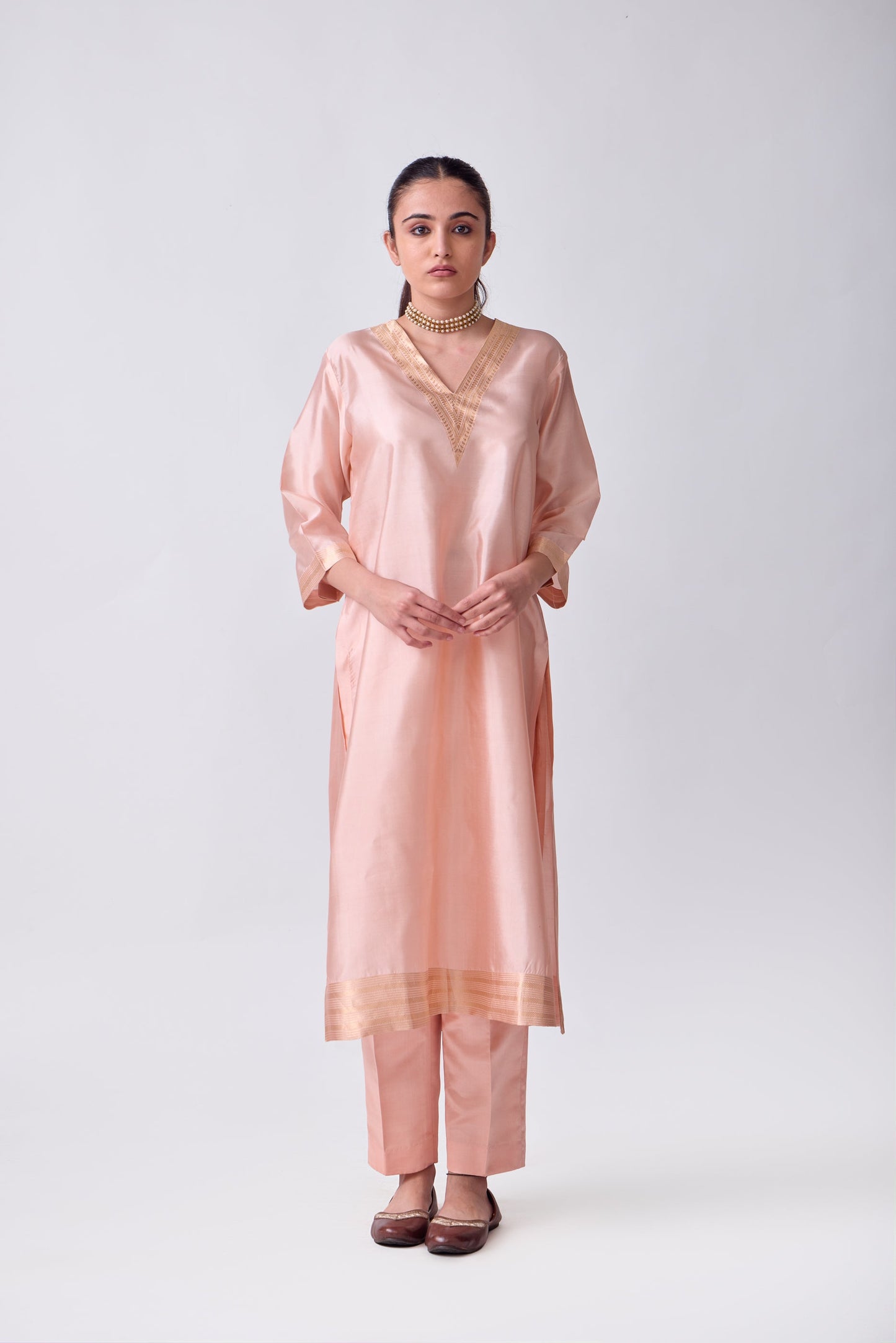 Kurta - Pink plain kurta set