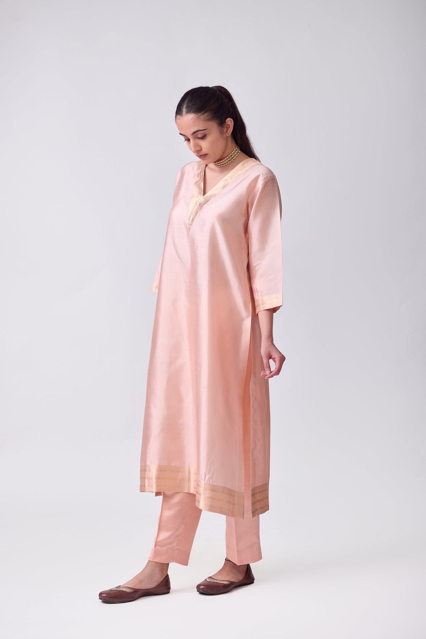 Kurta - Pink plain kurta set