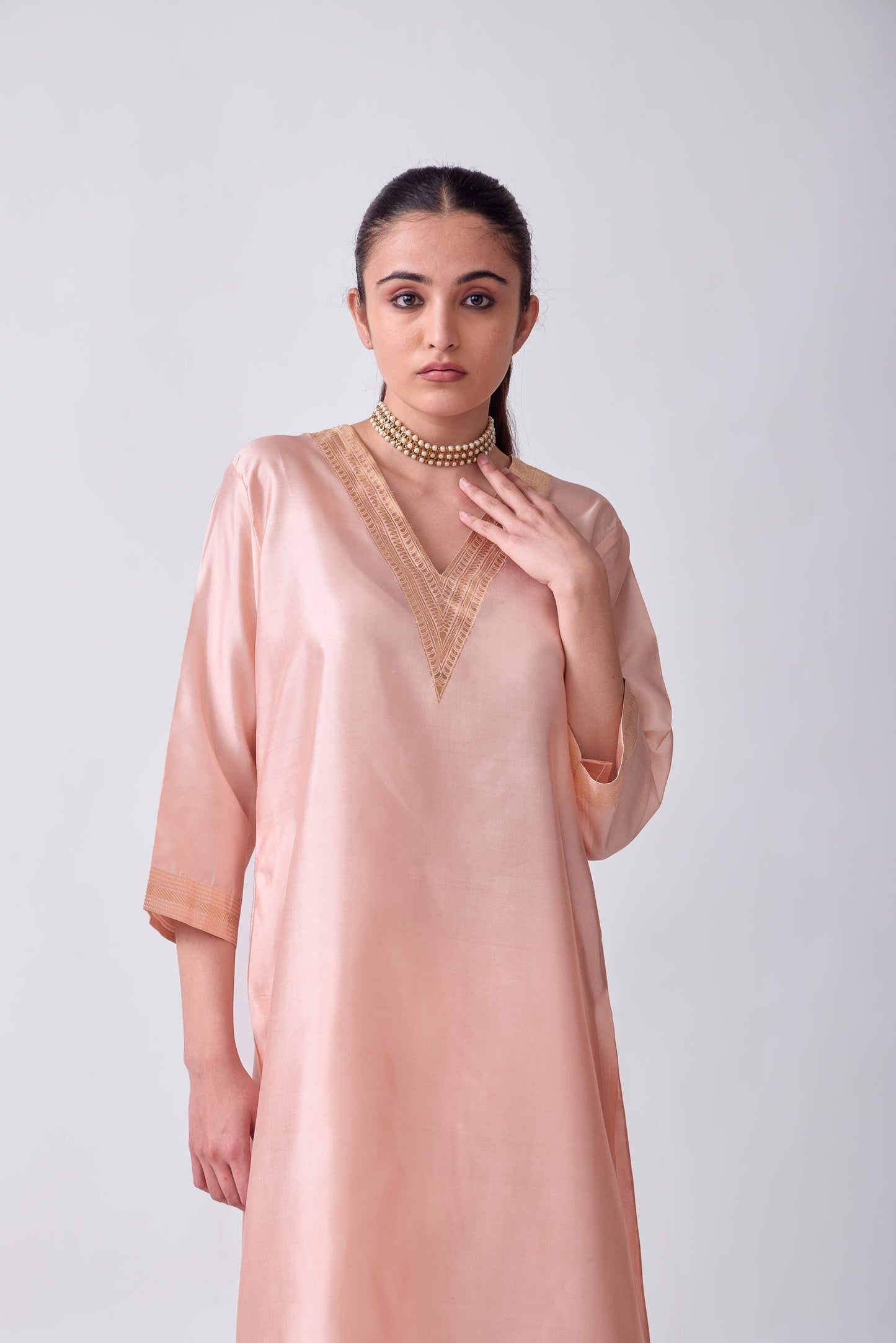 Kurta - Pink plain kurta set