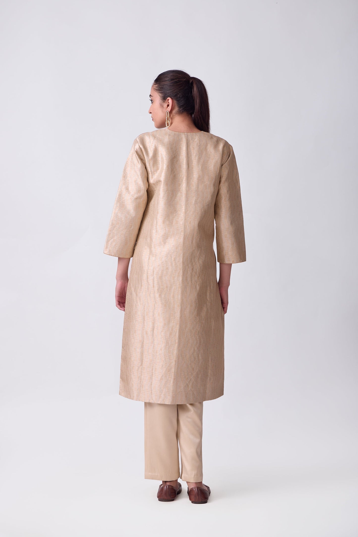Kurta - Beige Silk Brocade