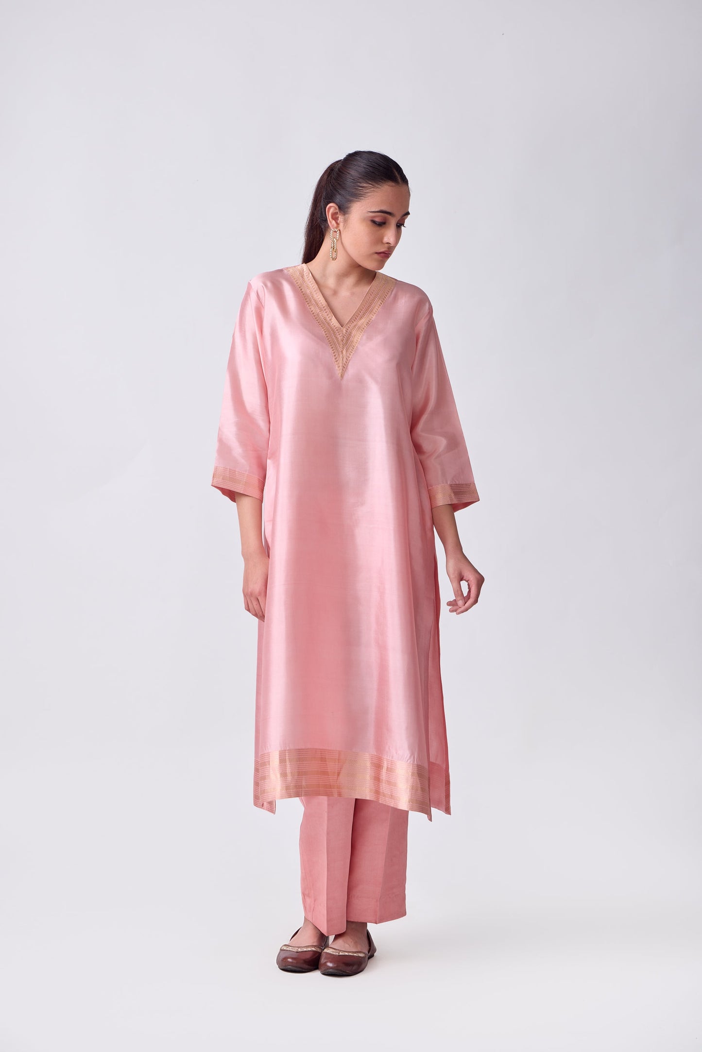 Kurta - Pink plain kurta set