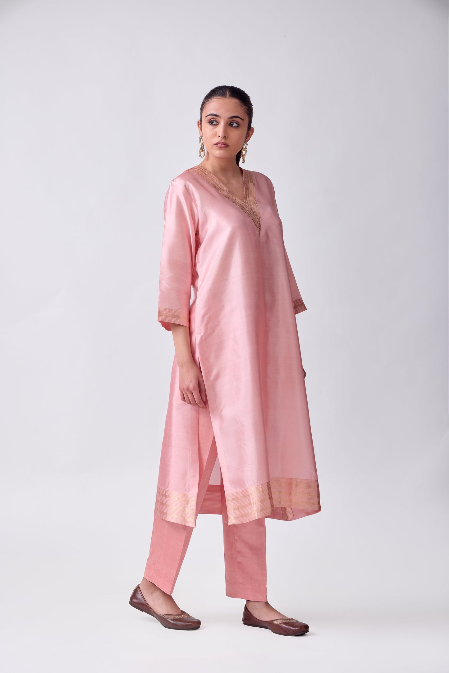 Kurta - Pink plain kurta set