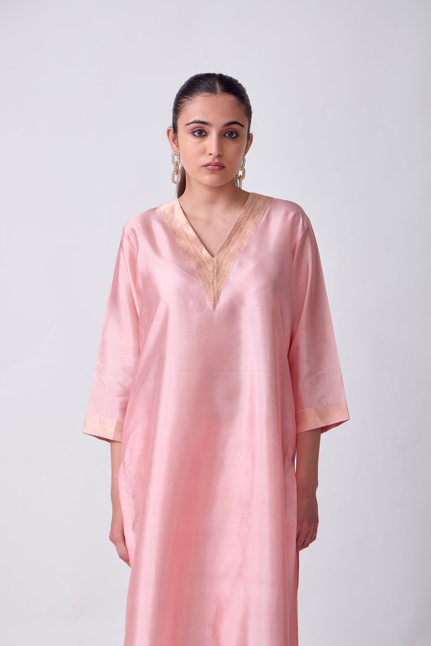 Kurta - Pink plain kurta set