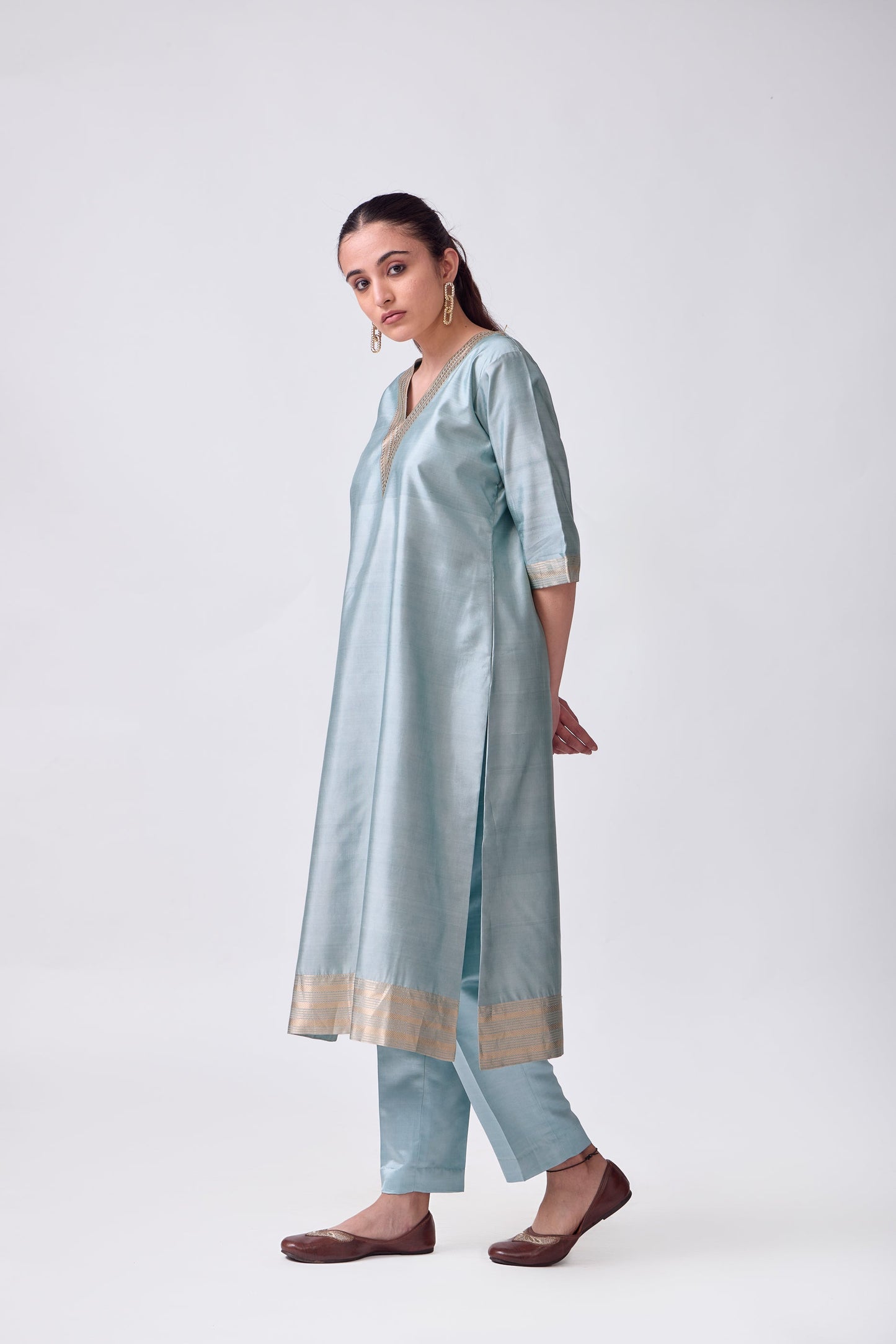 Kurta - Sky Blue plain kurta set