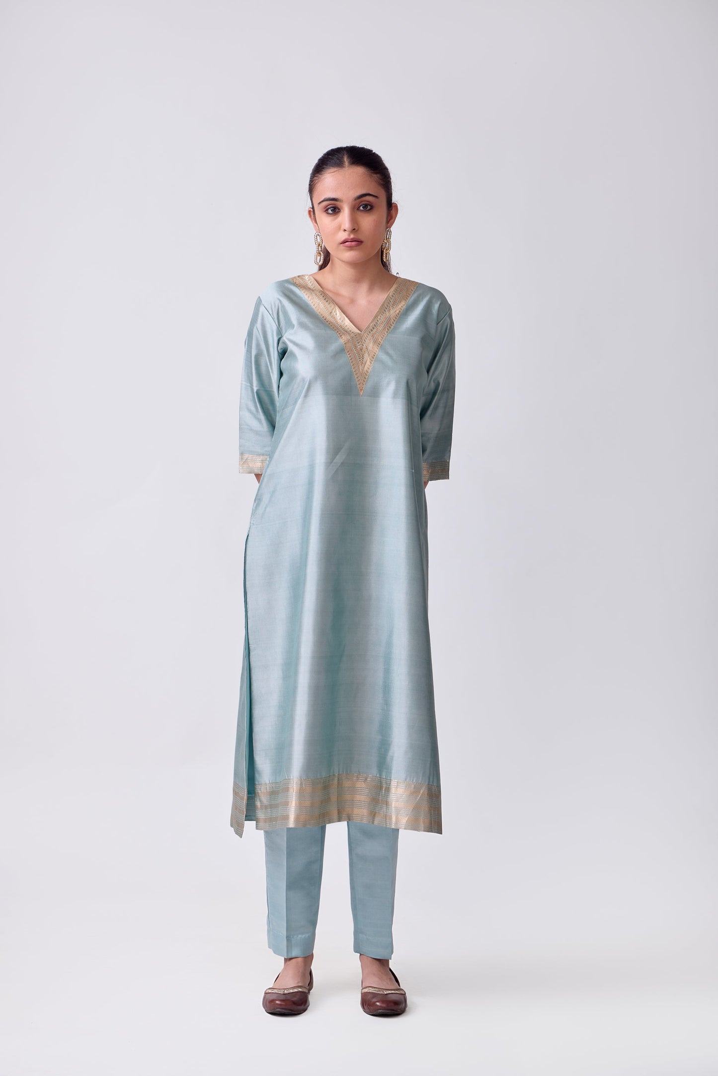 Kurta - Sky Blue plain kurta set