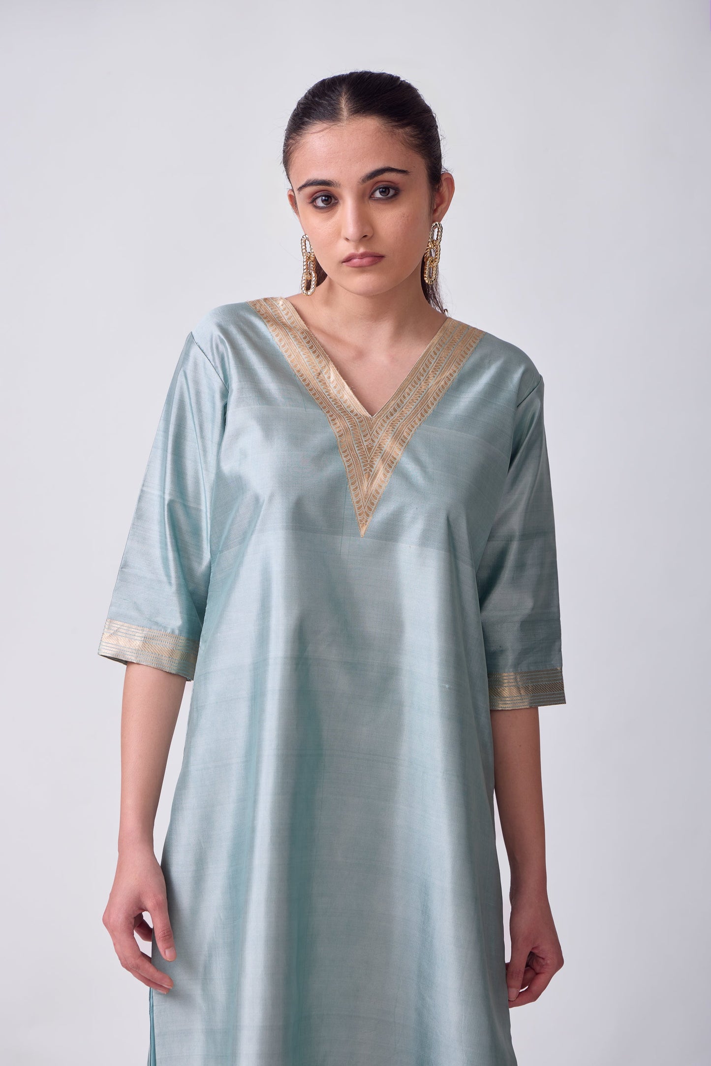 Kurta - Sky Blue plain kurta set