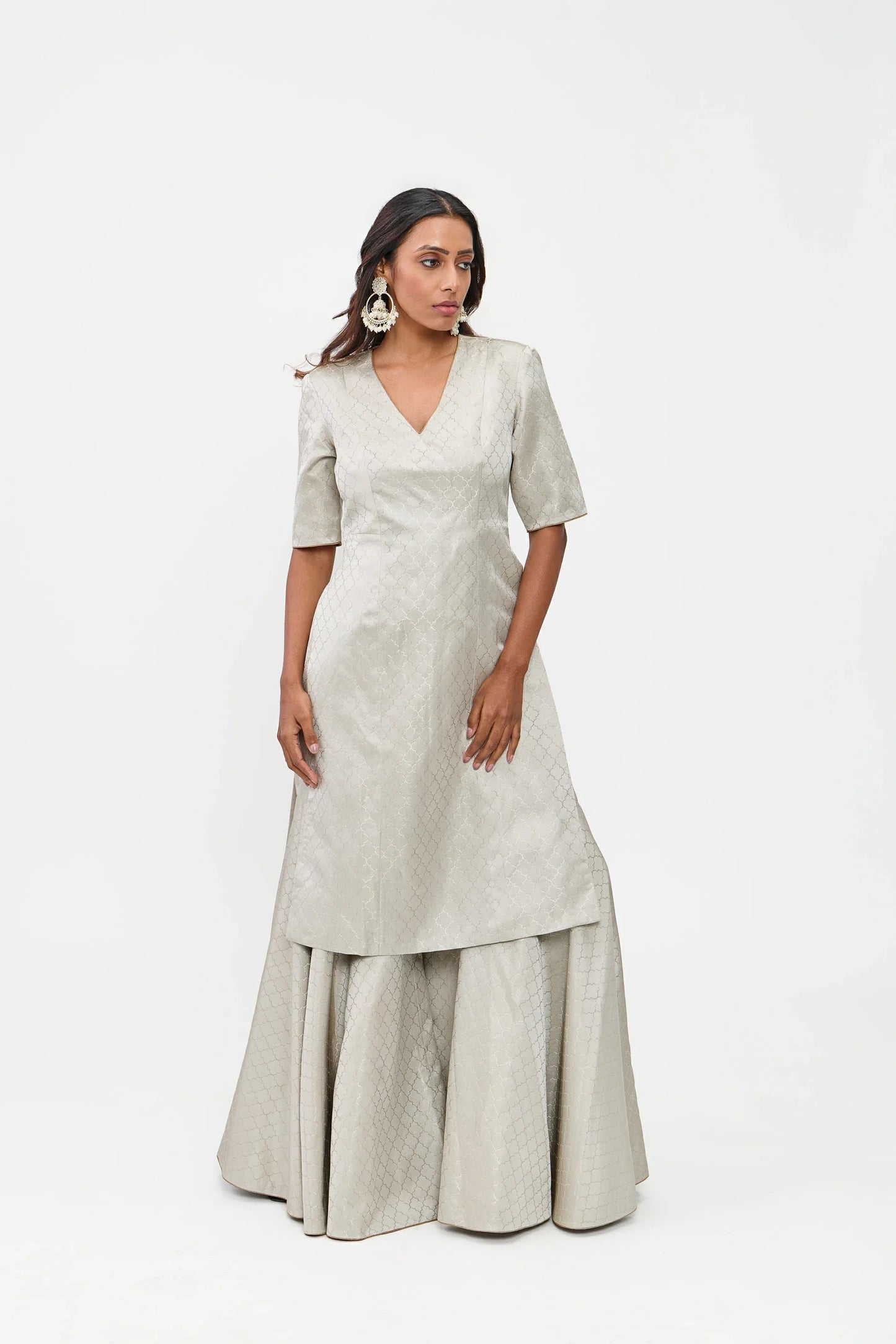 Manisha Varanasi Satin Brocade Sharara Silver Zari