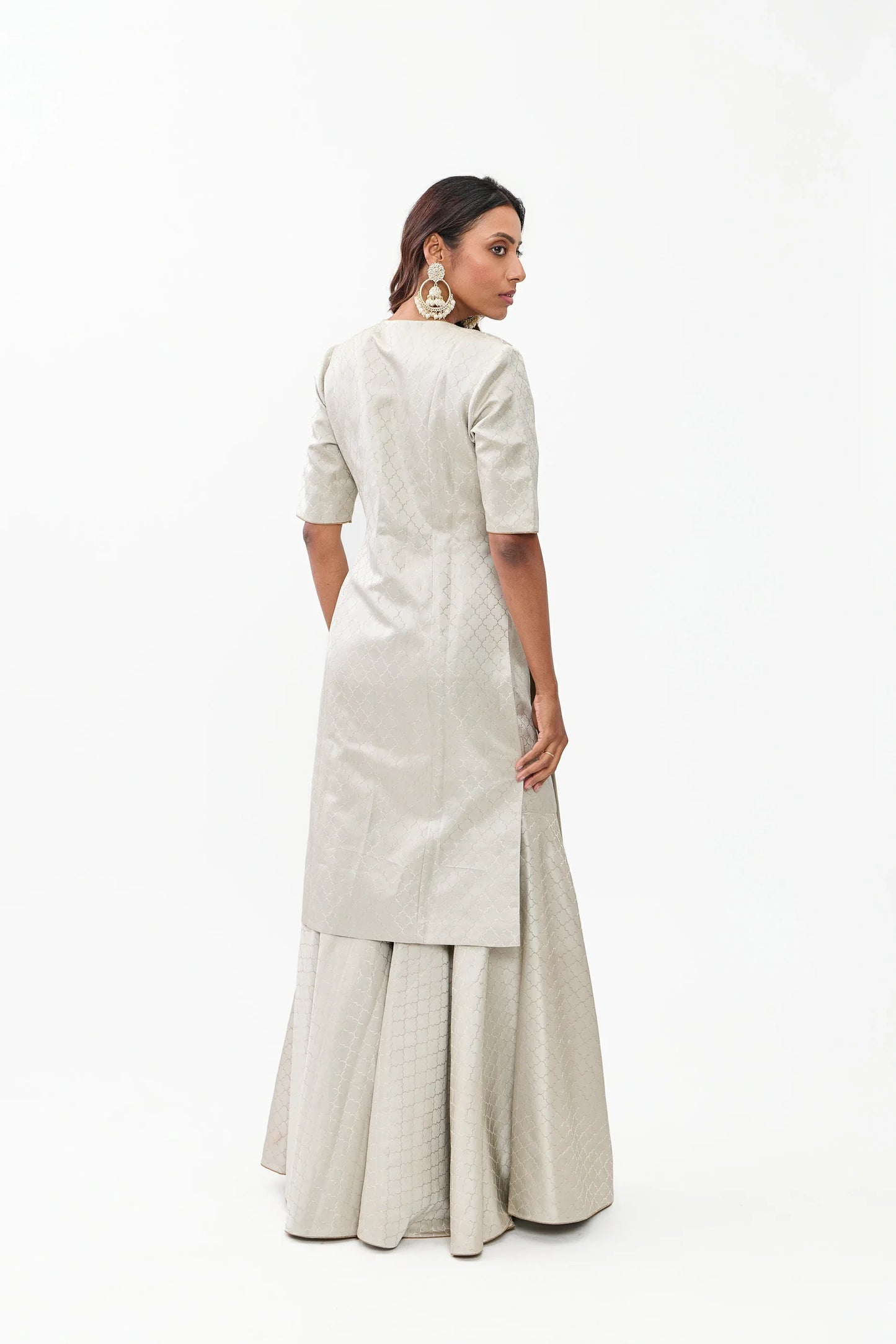 Manisha Varanasi Satin Brocade Sharara Silver Zari