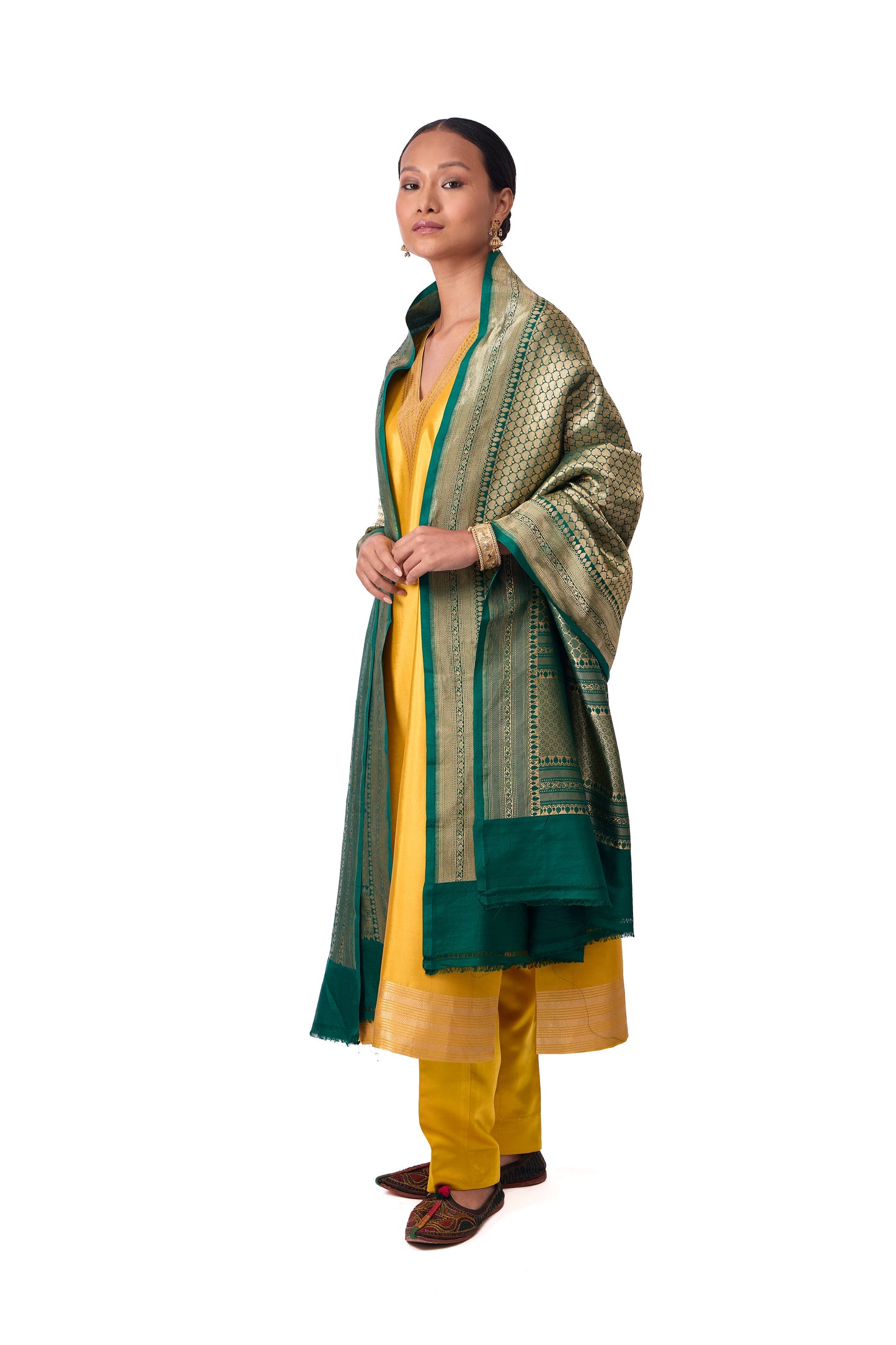 Bottle Green Katan Silk Dupatta