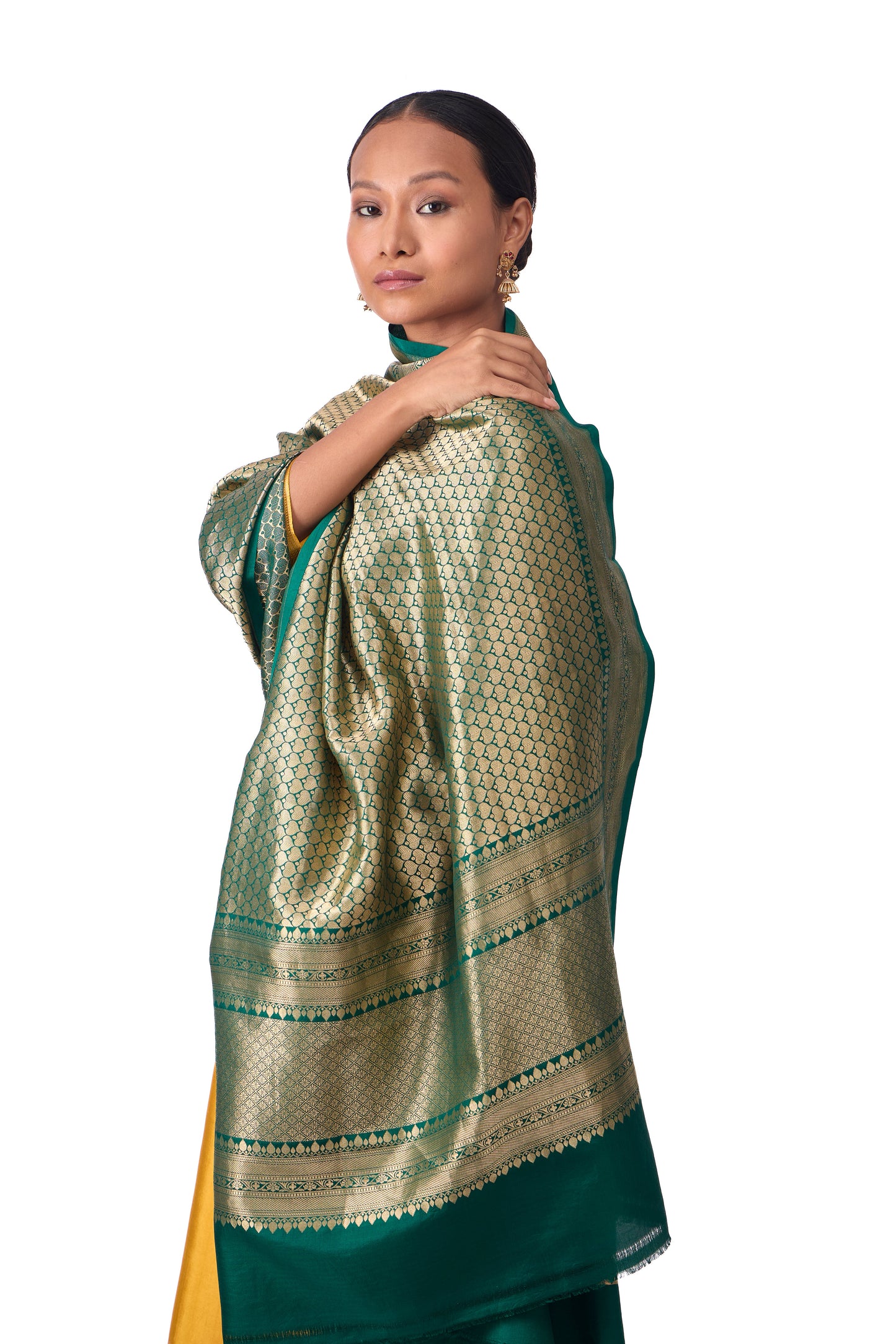 Bottle Green Katan Silk Dupatta