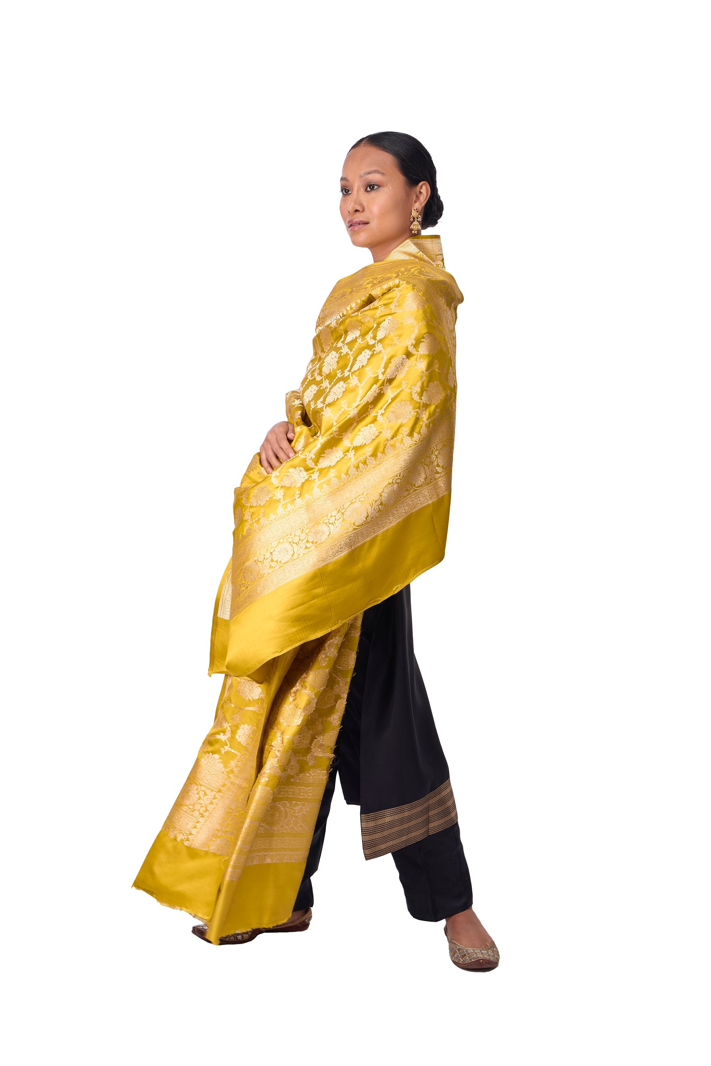 Mustard Satin Jaal Dupatta
