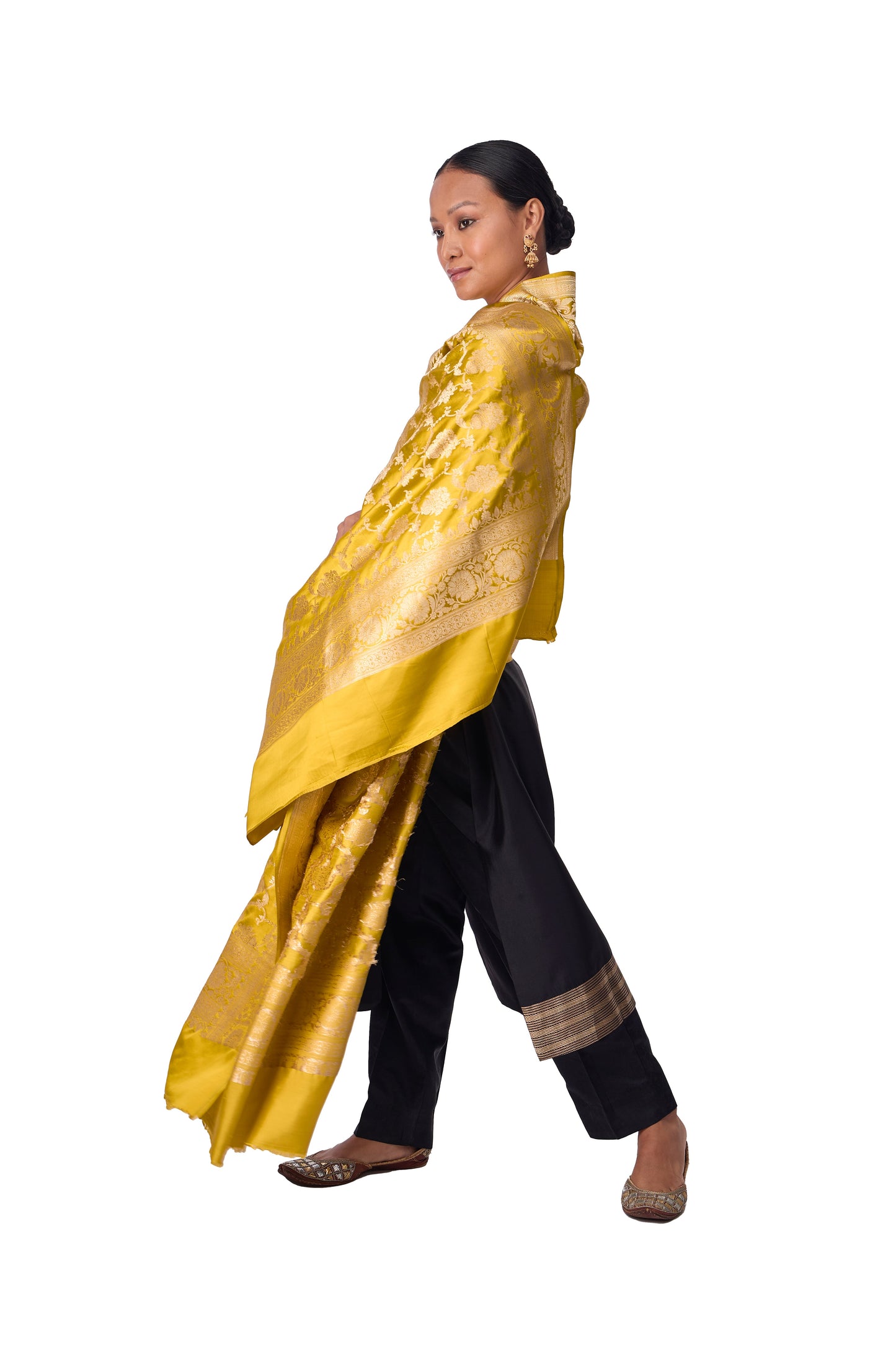 Mustard Satin Jaal Dupatta