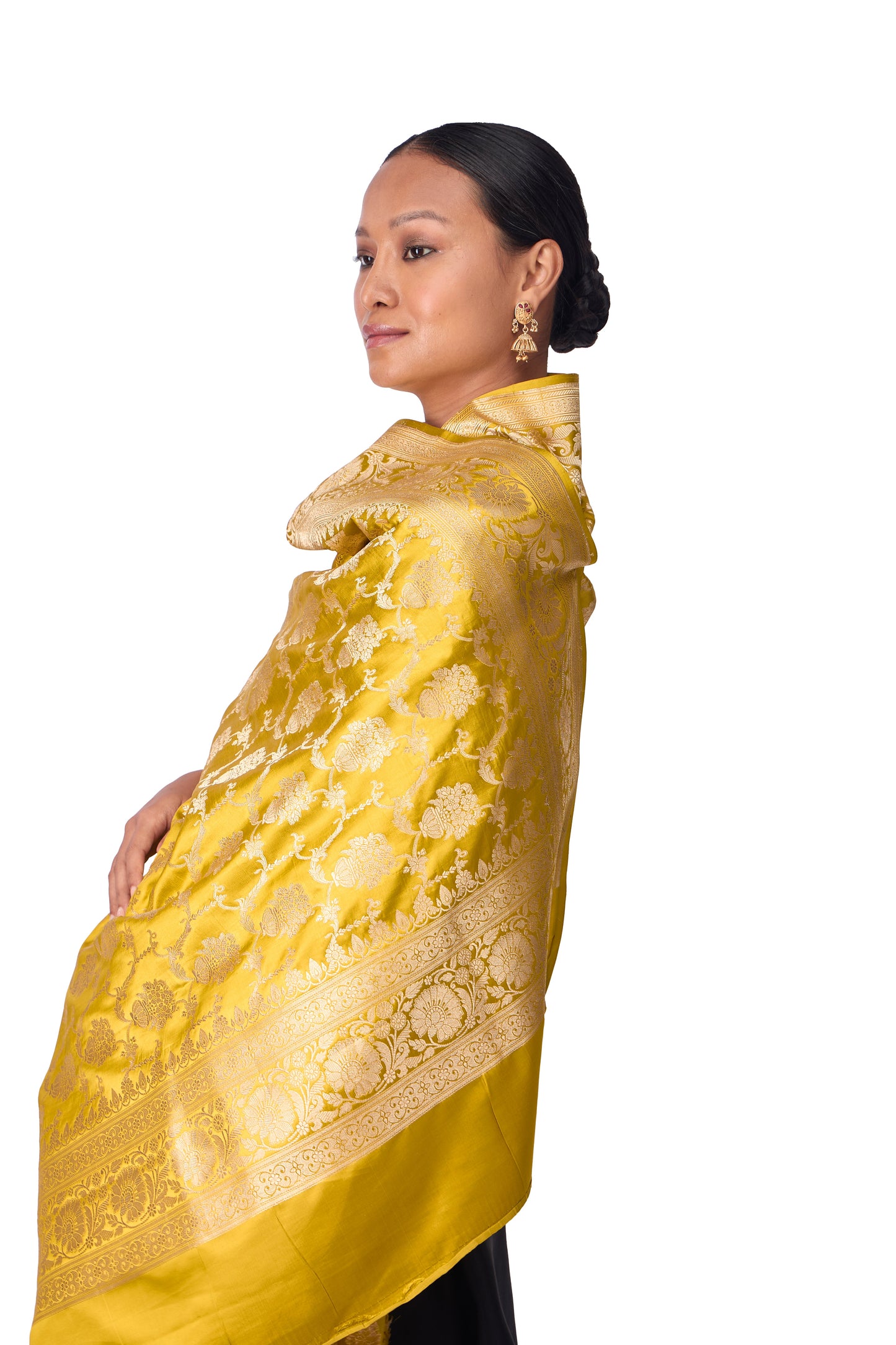 Mustard Satin Jaal Dupatta