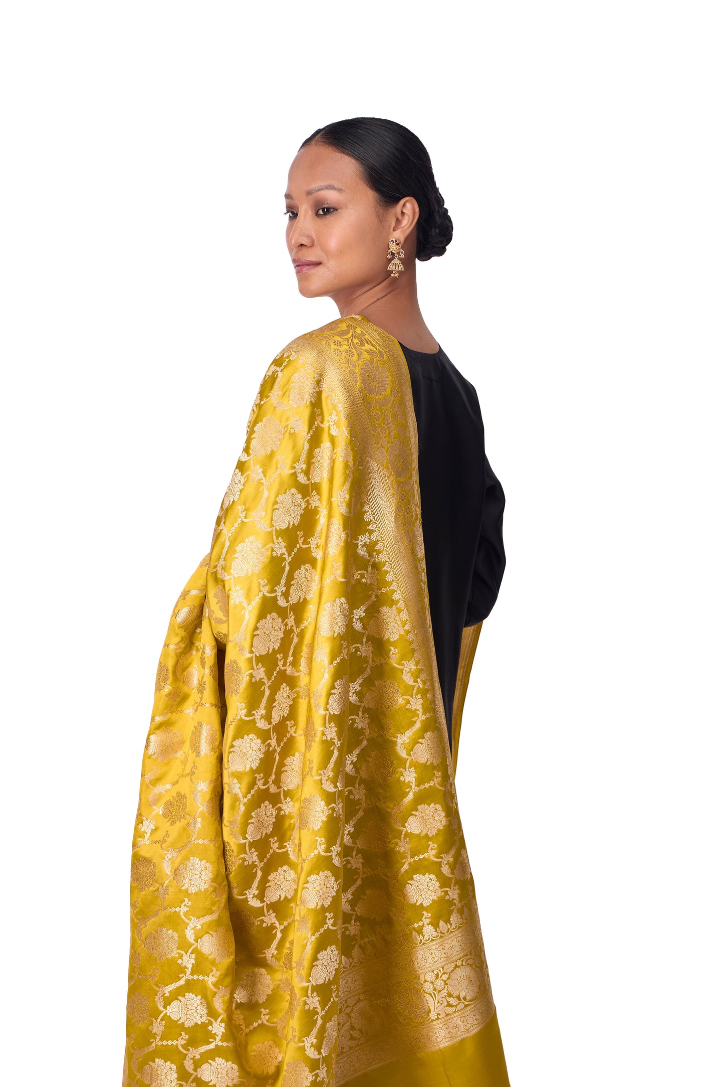 Mustard Satin Jaal Dupatta