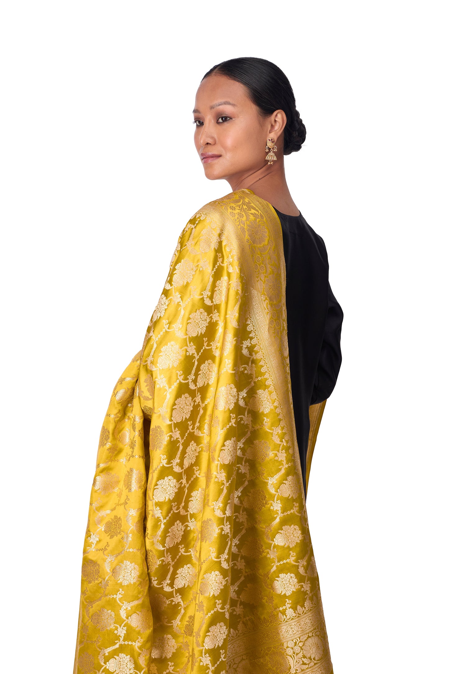 Mustard Satin Jaal Dupatta