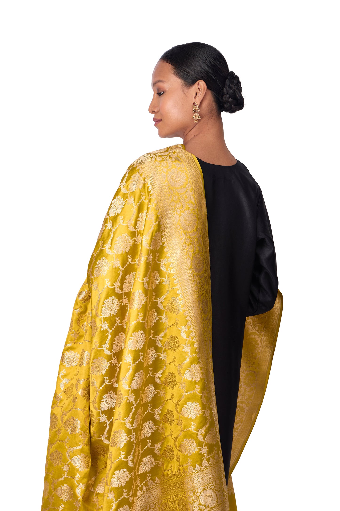 Mustard Satin Jaal Dupatta