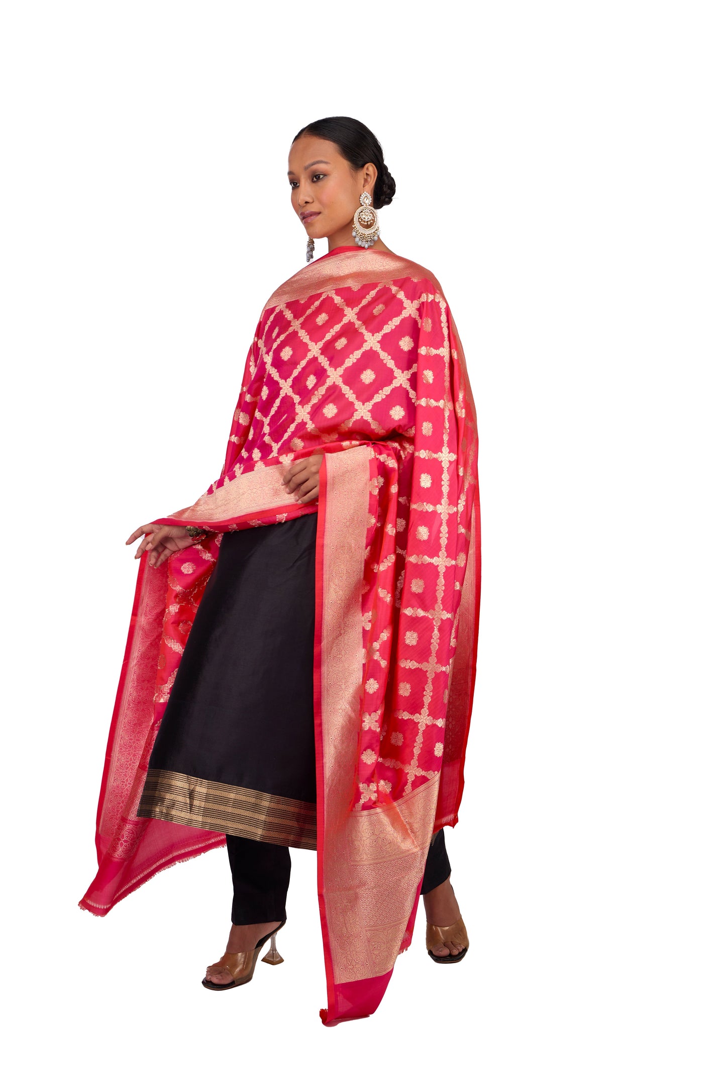 Rani Katan silk Jaal Dupatta