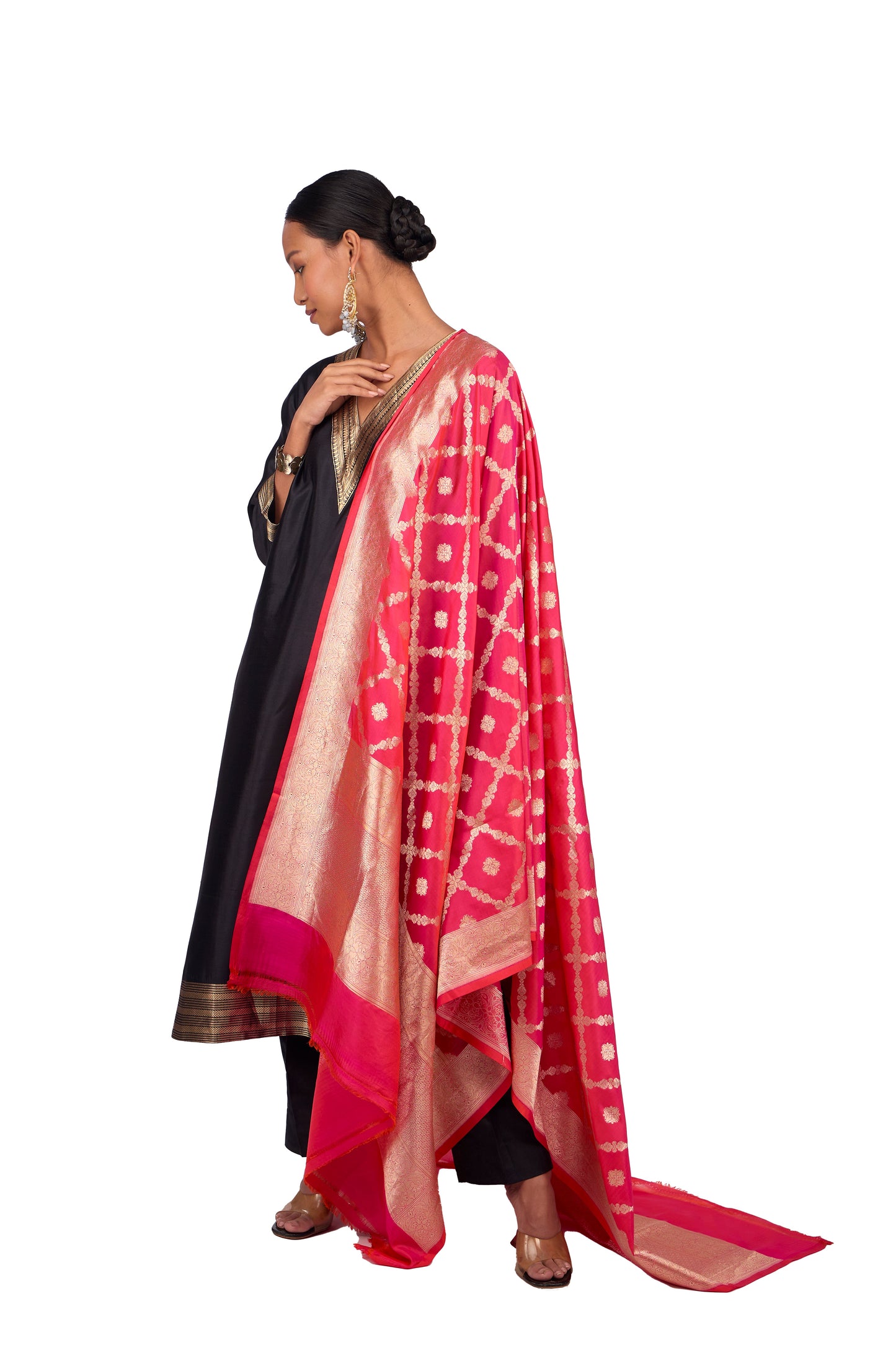 Shot Rani Katan silk Jaal Dupatta