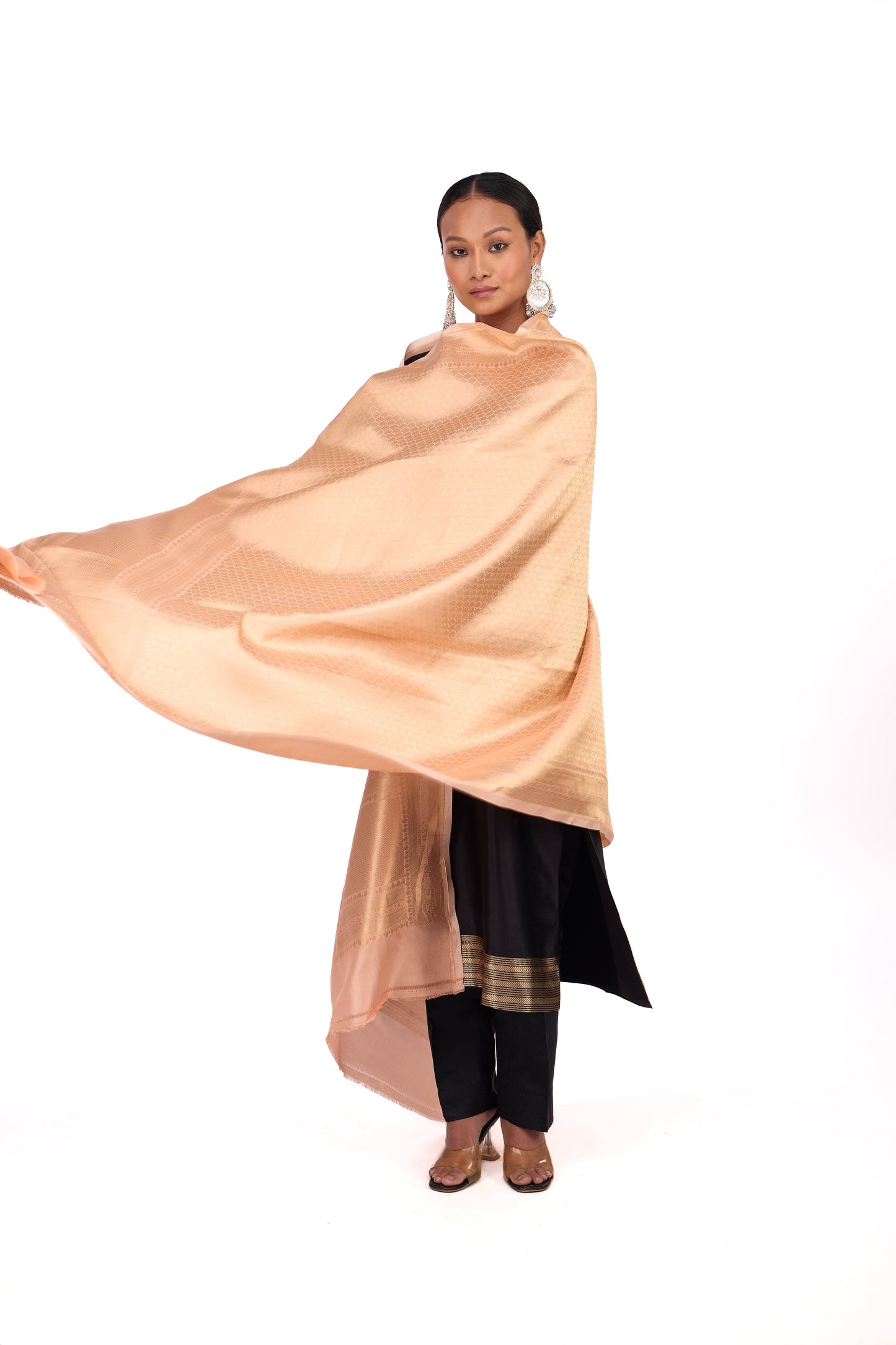 Peach Katan Silk Dupatta