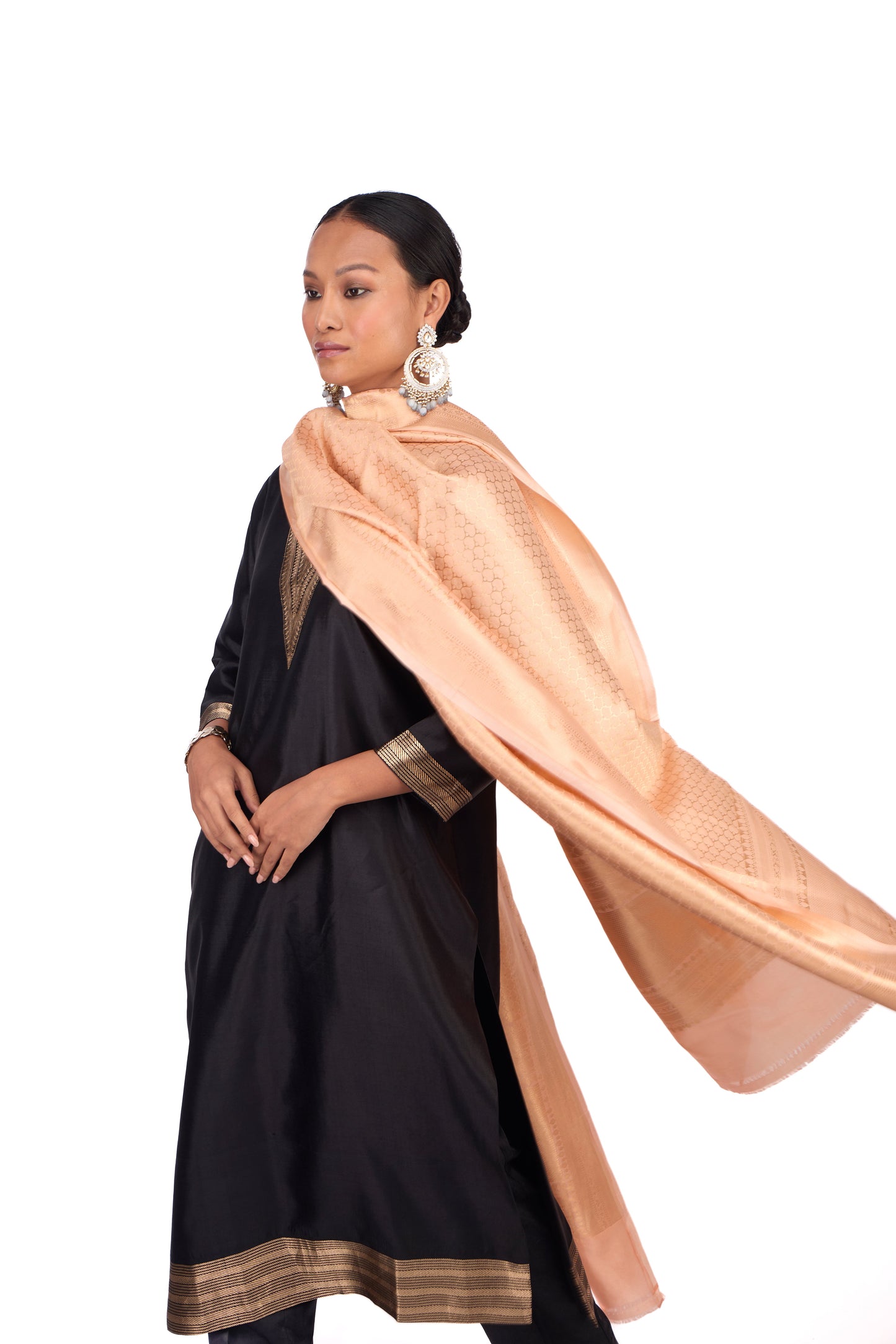 Peach Katan Silk Dupatta