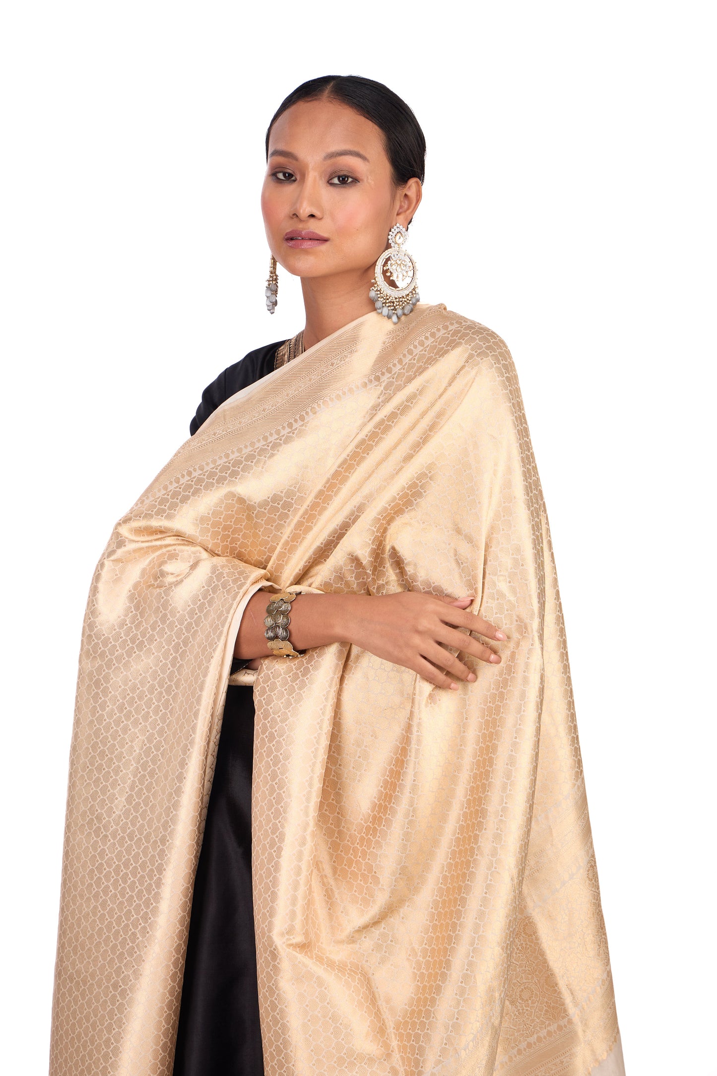 Beige Katan Silk Dupatta