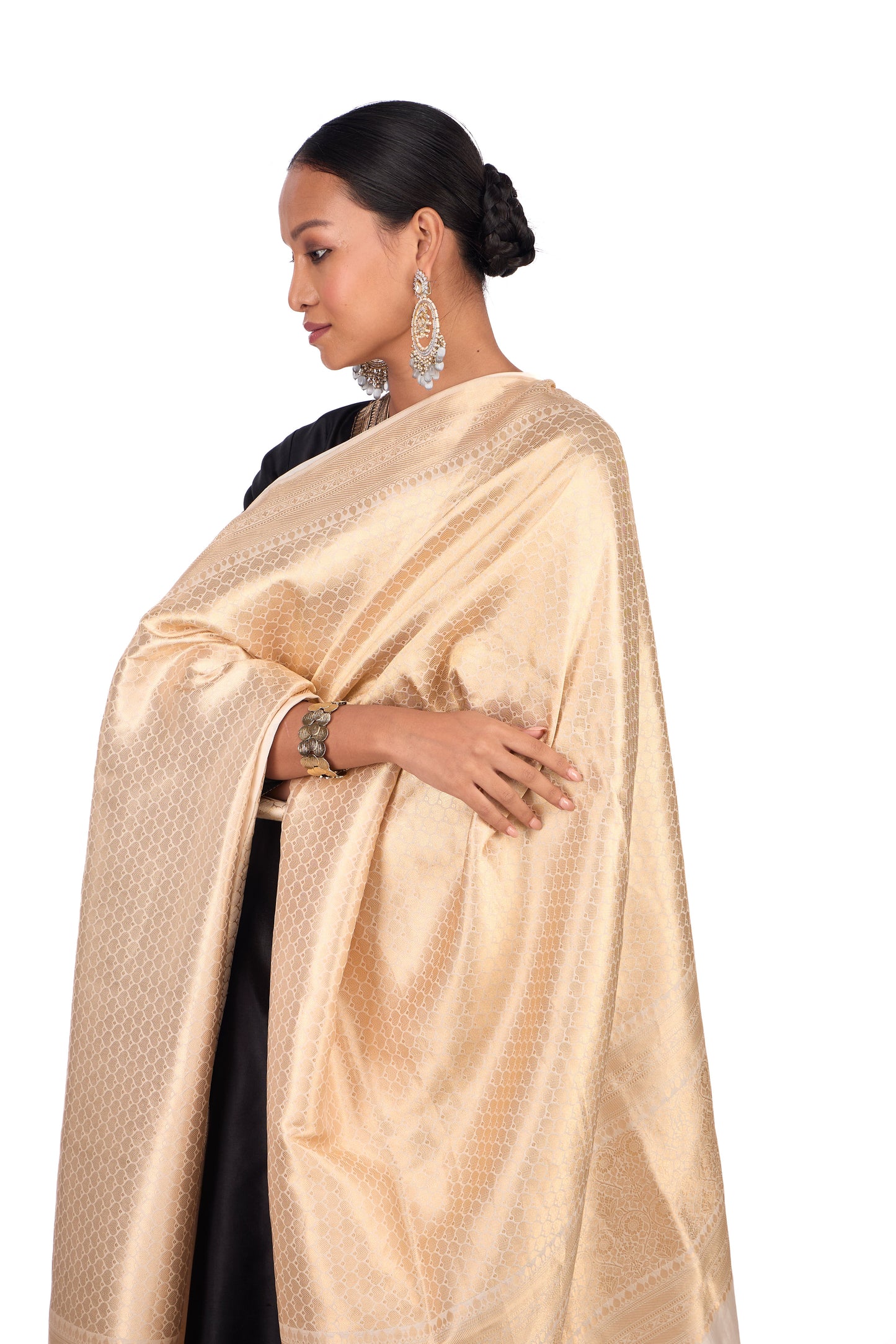 Beige Katan Silk Dupatta