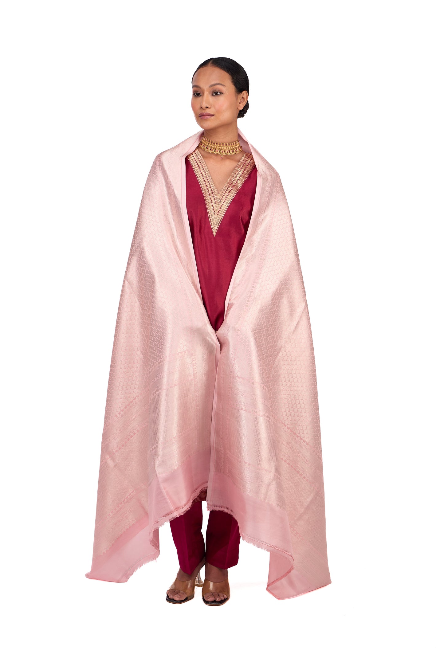 Pink Katan Silk Dupatta