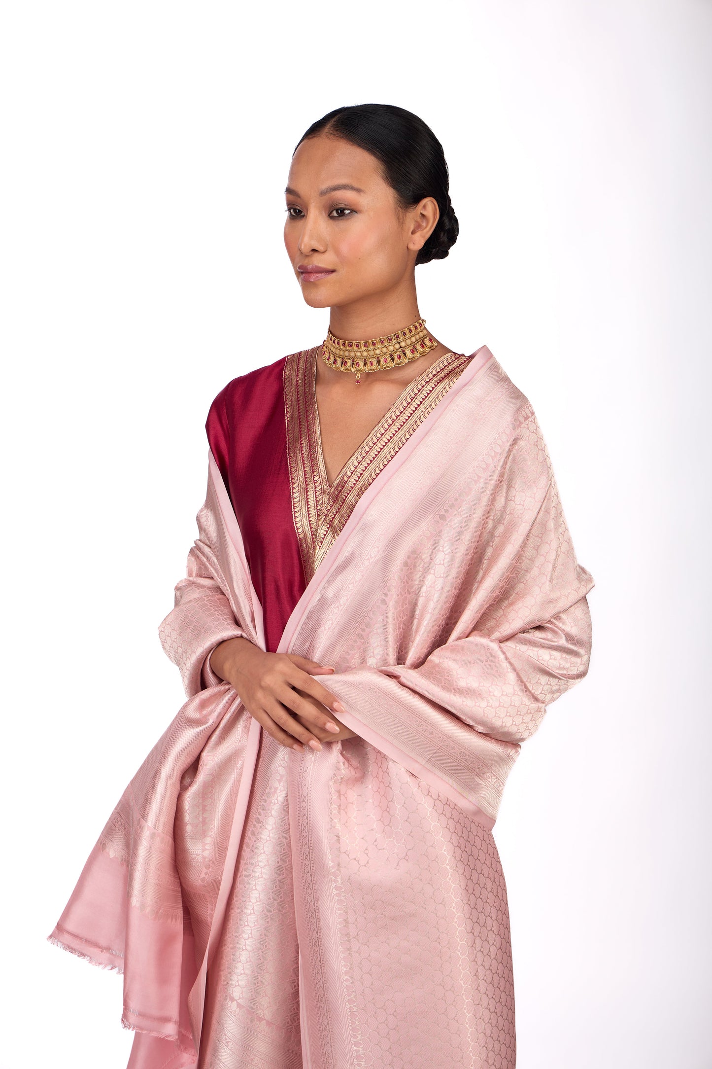 Pink Katan Silk Dupatta