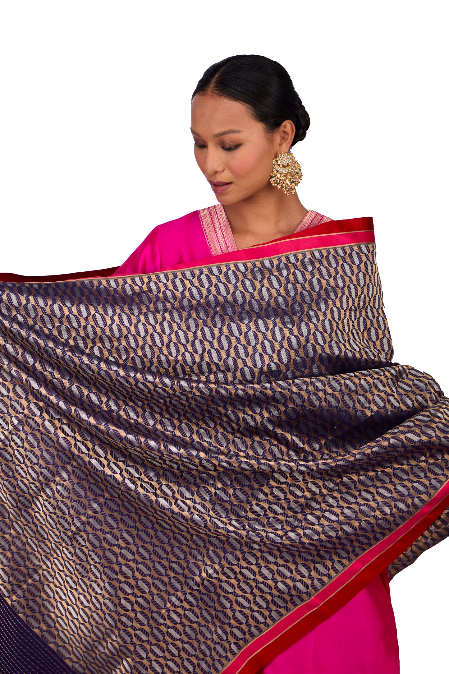 Wine katan Silk Mashru Border Dupatta