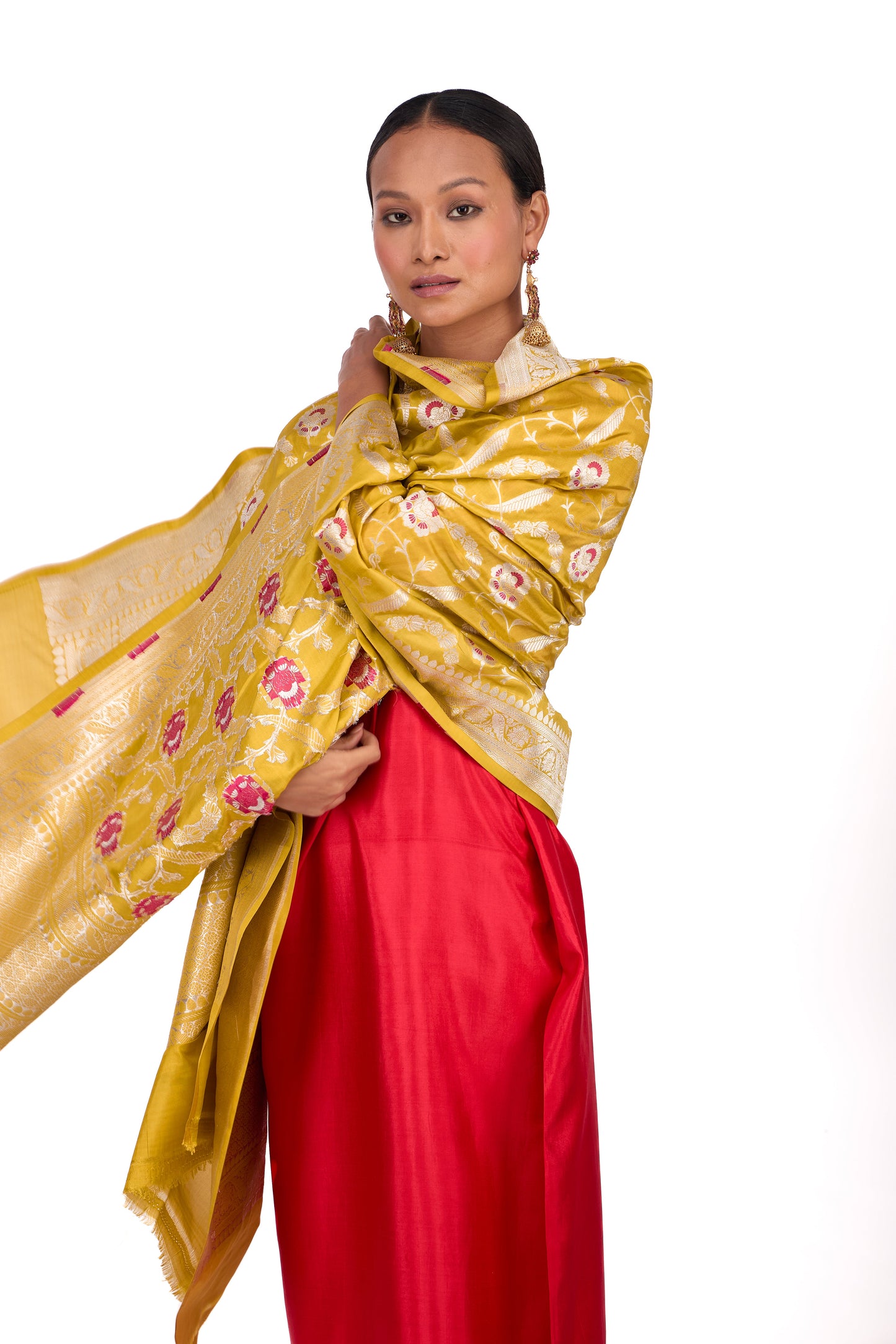 Mango Yellow Katan silk Dupatta