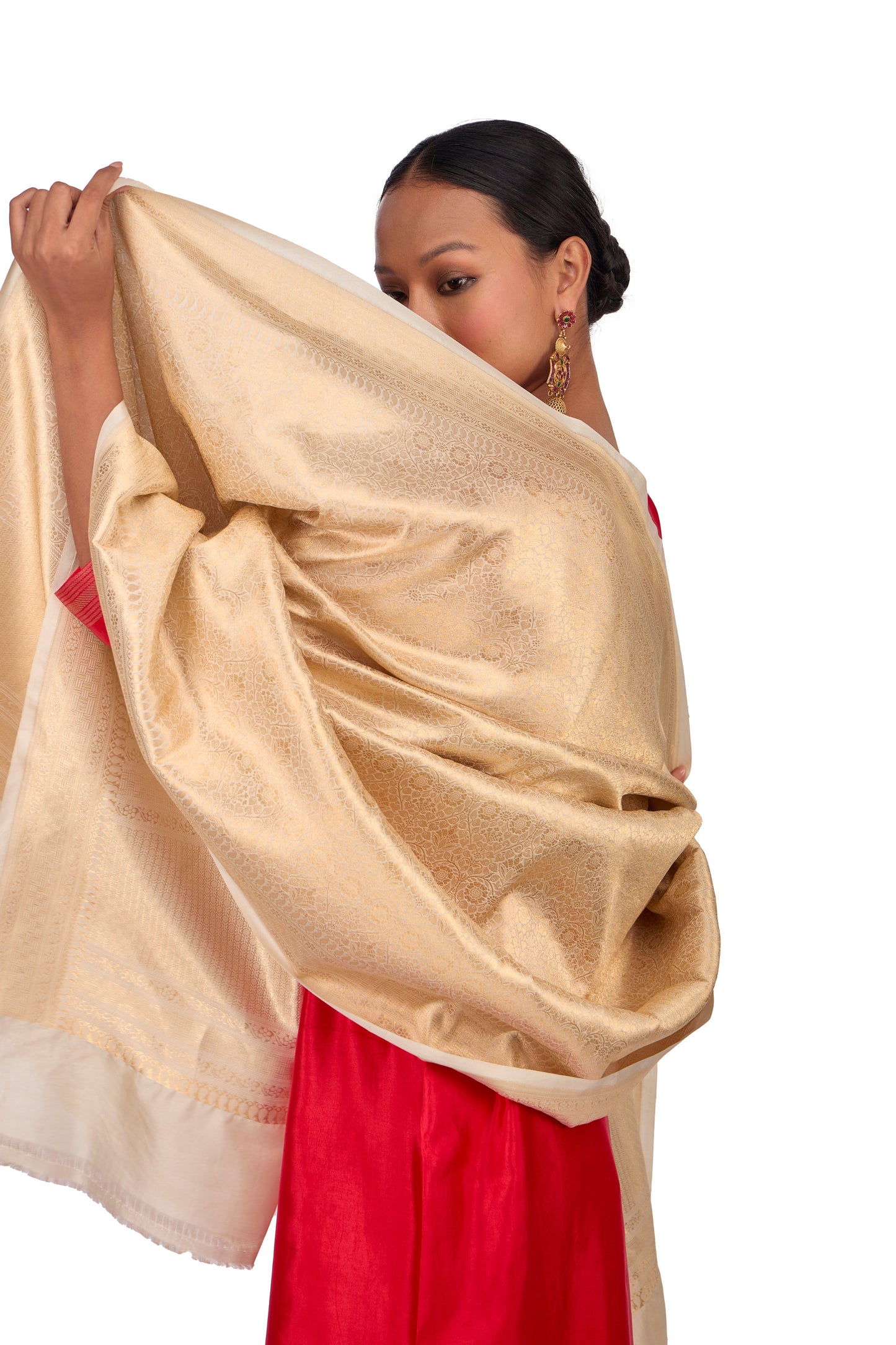 Beige Katan silk Dupatta