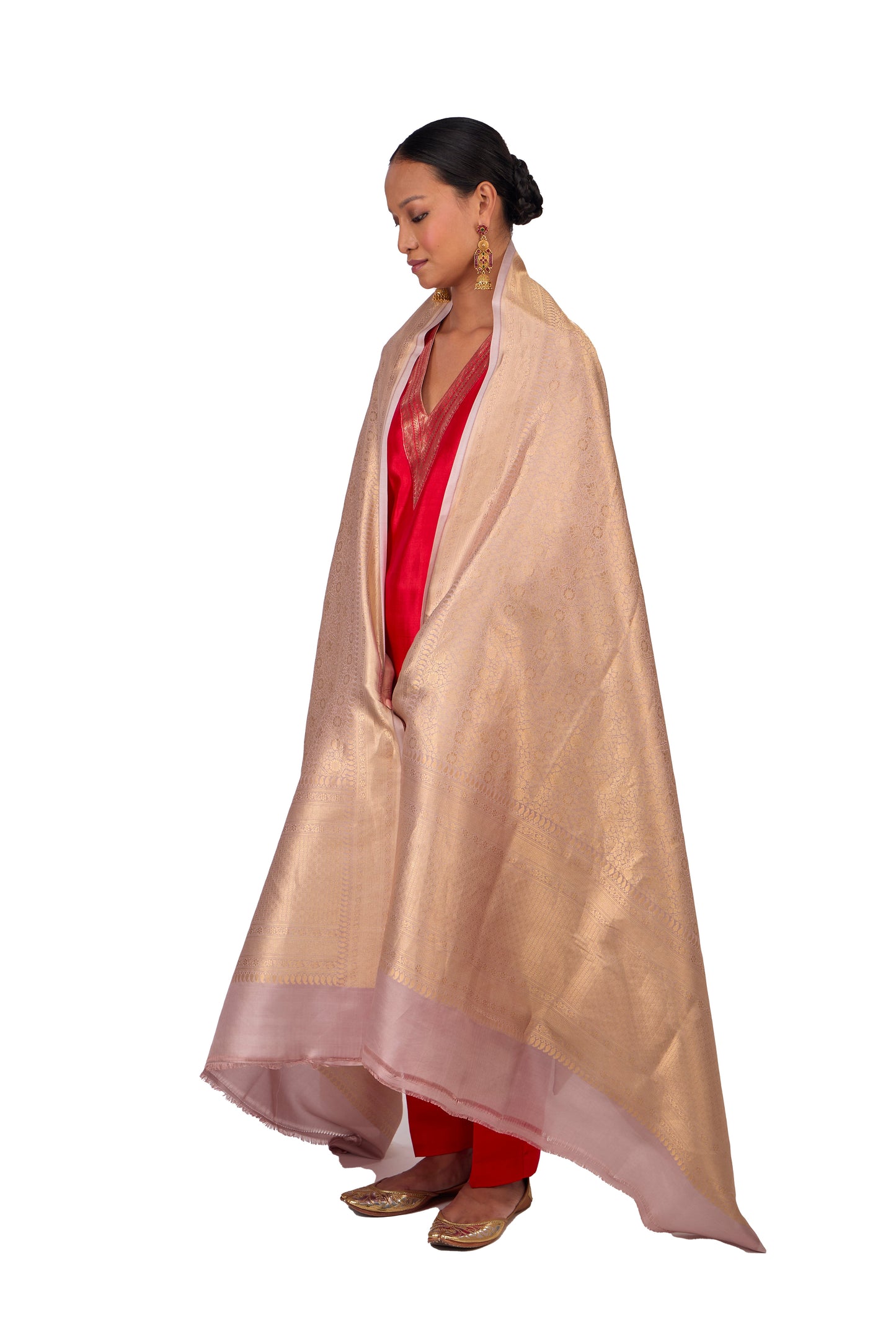 Pink Katan silk Dupatta