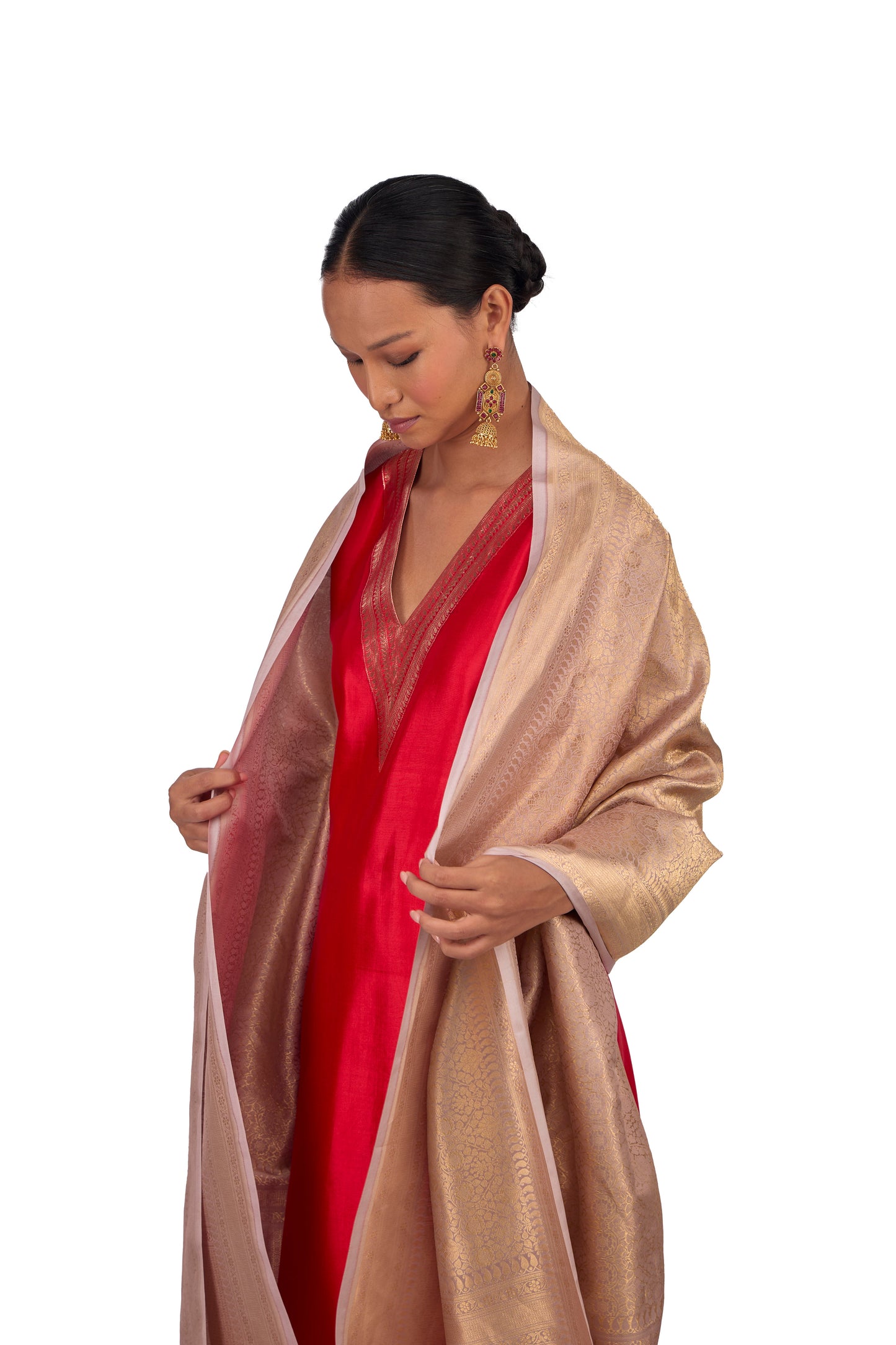 Pink Katan silk Dupatta