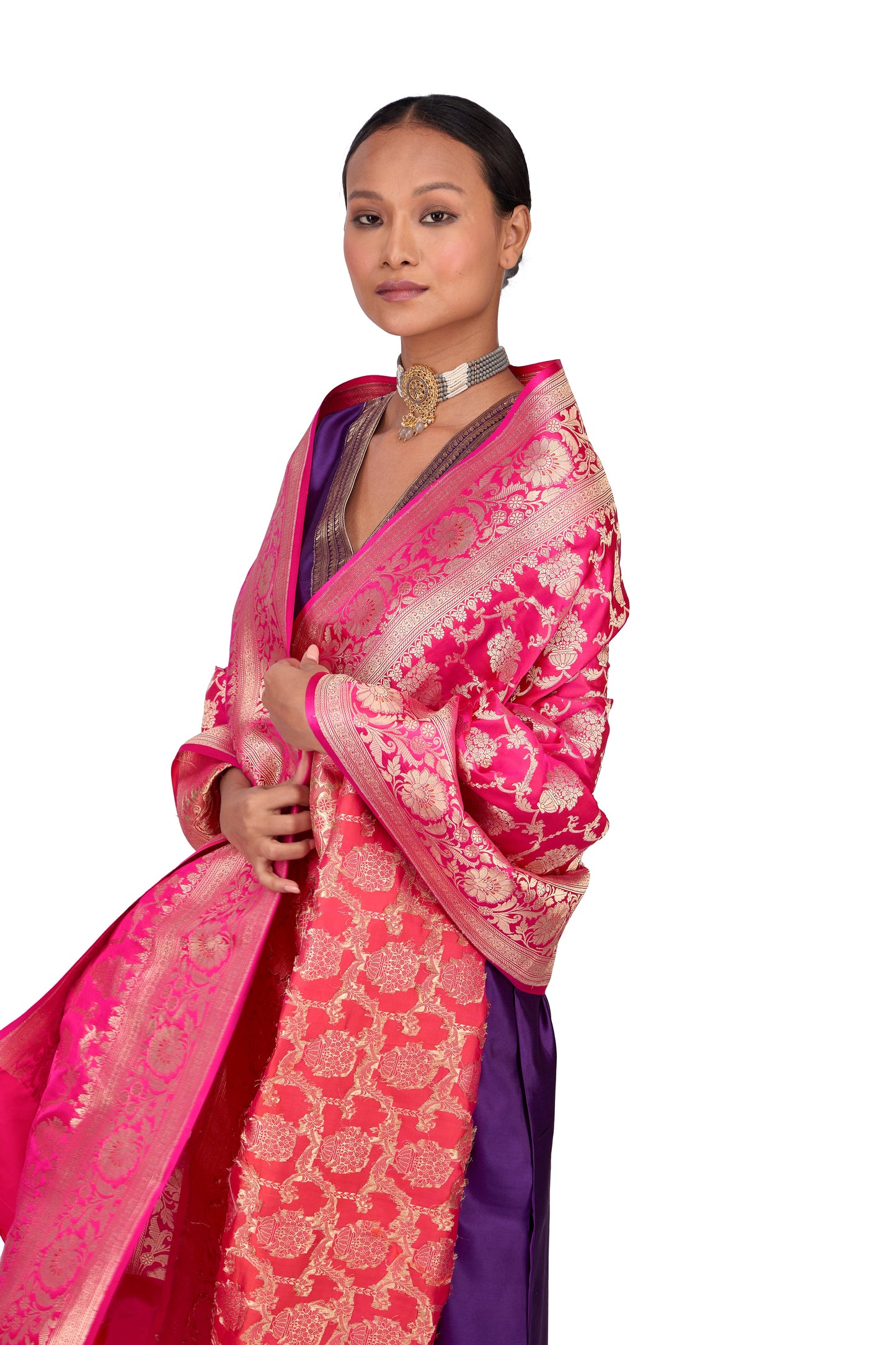 Rani Satin Jaal Dupatta