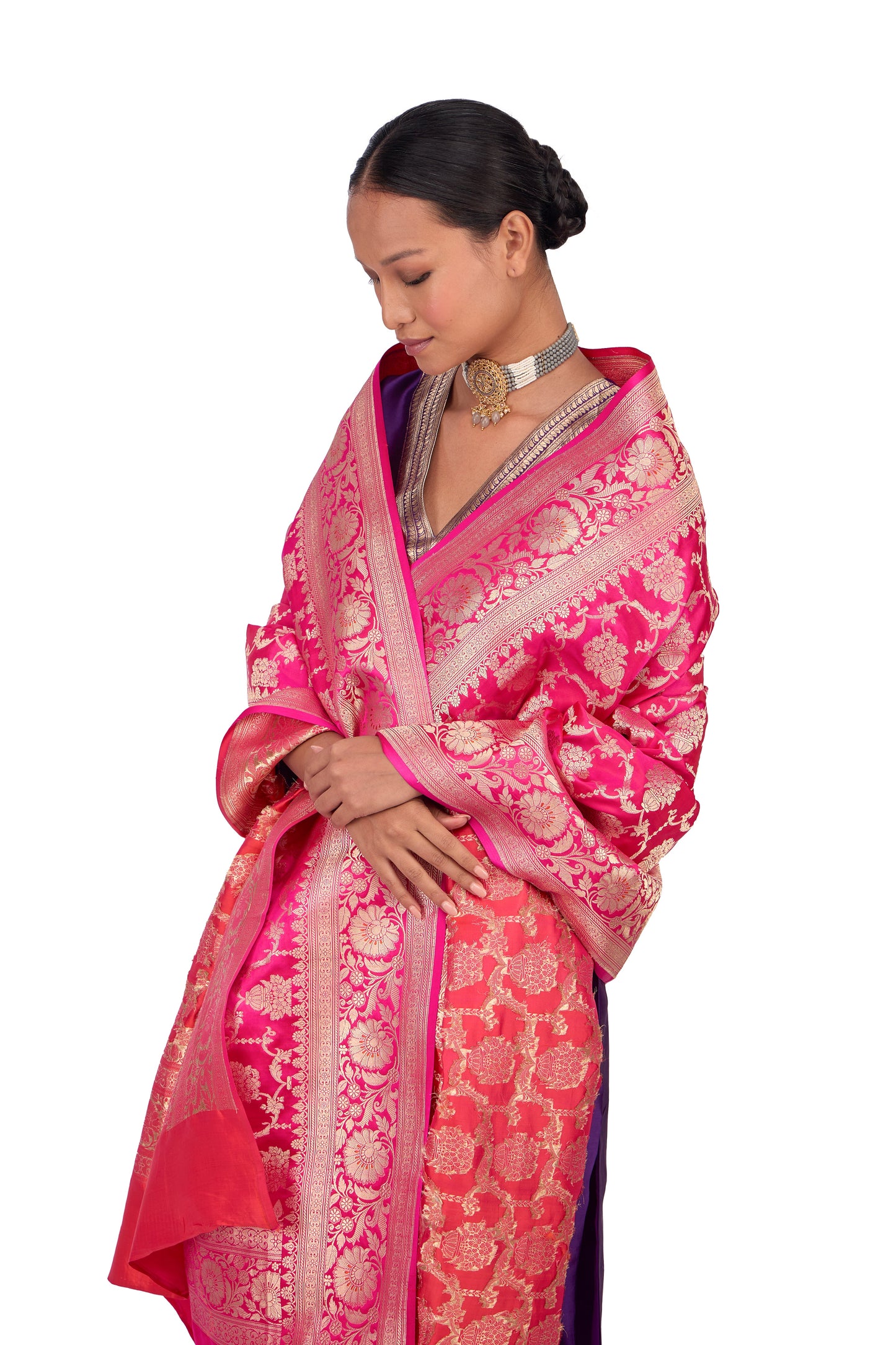 Rani Satin Jaal Dupatta