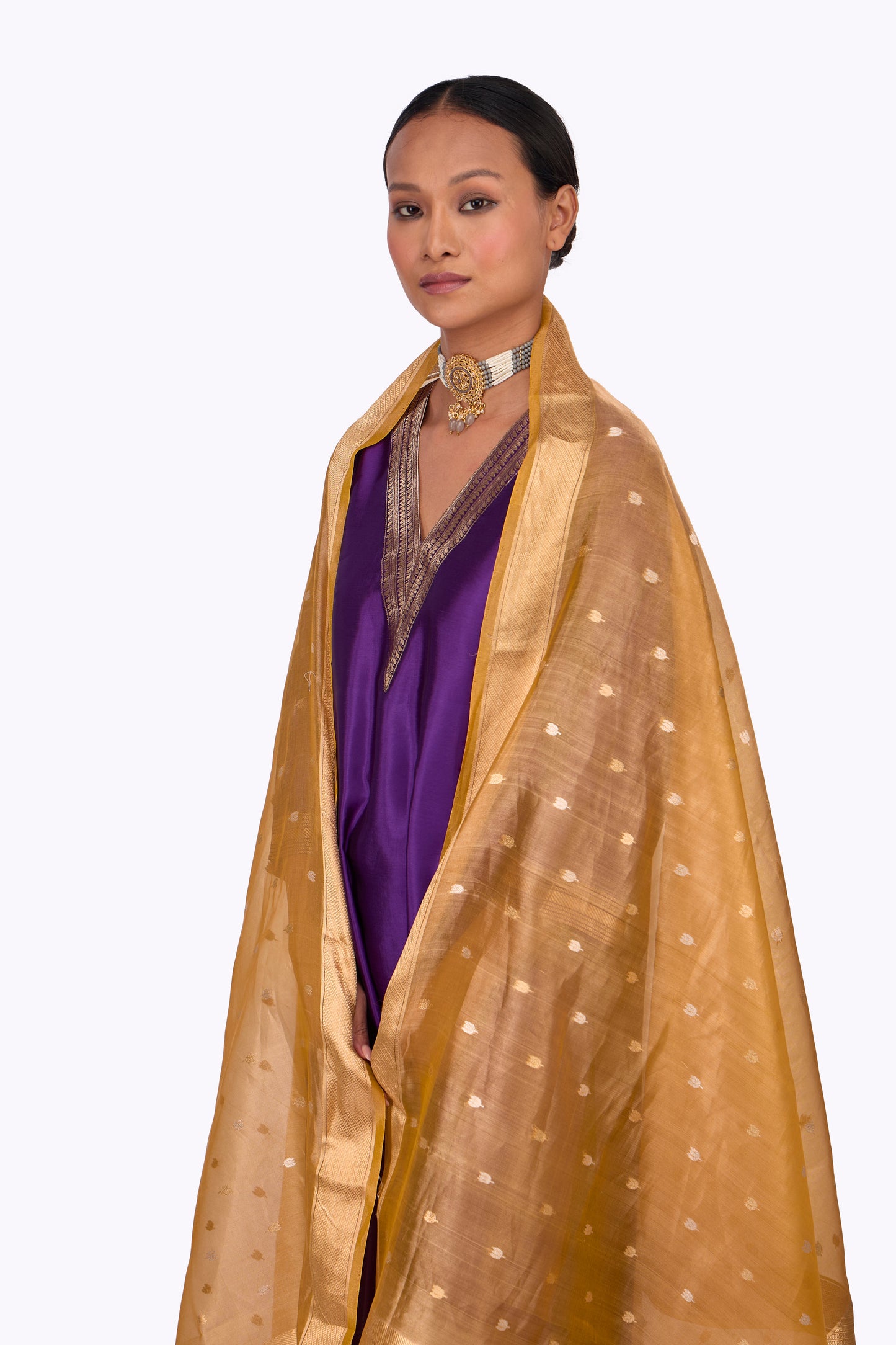 Mustard Organza Dupatta