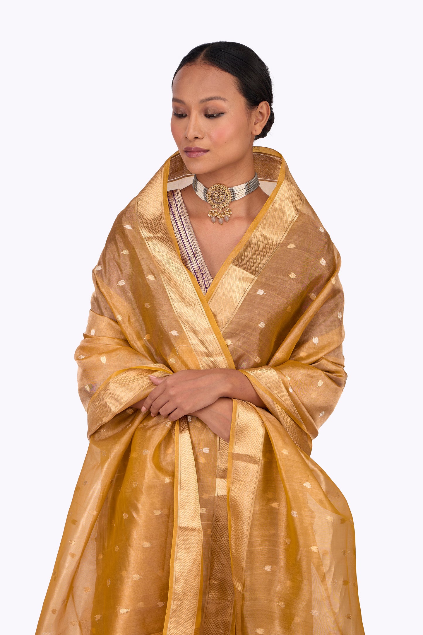 Mustard Organza Dupatta