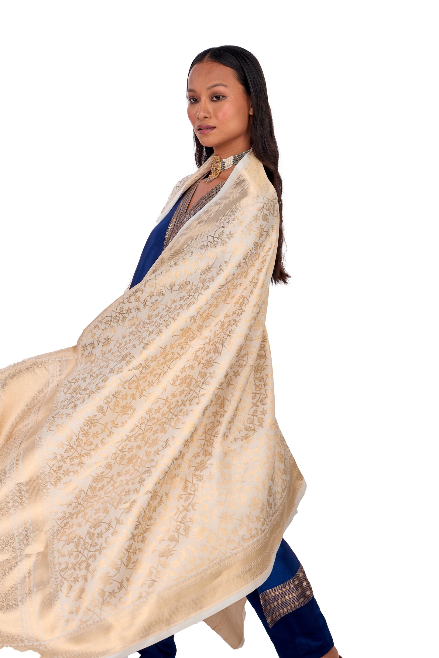 Off White Silk Dupatta